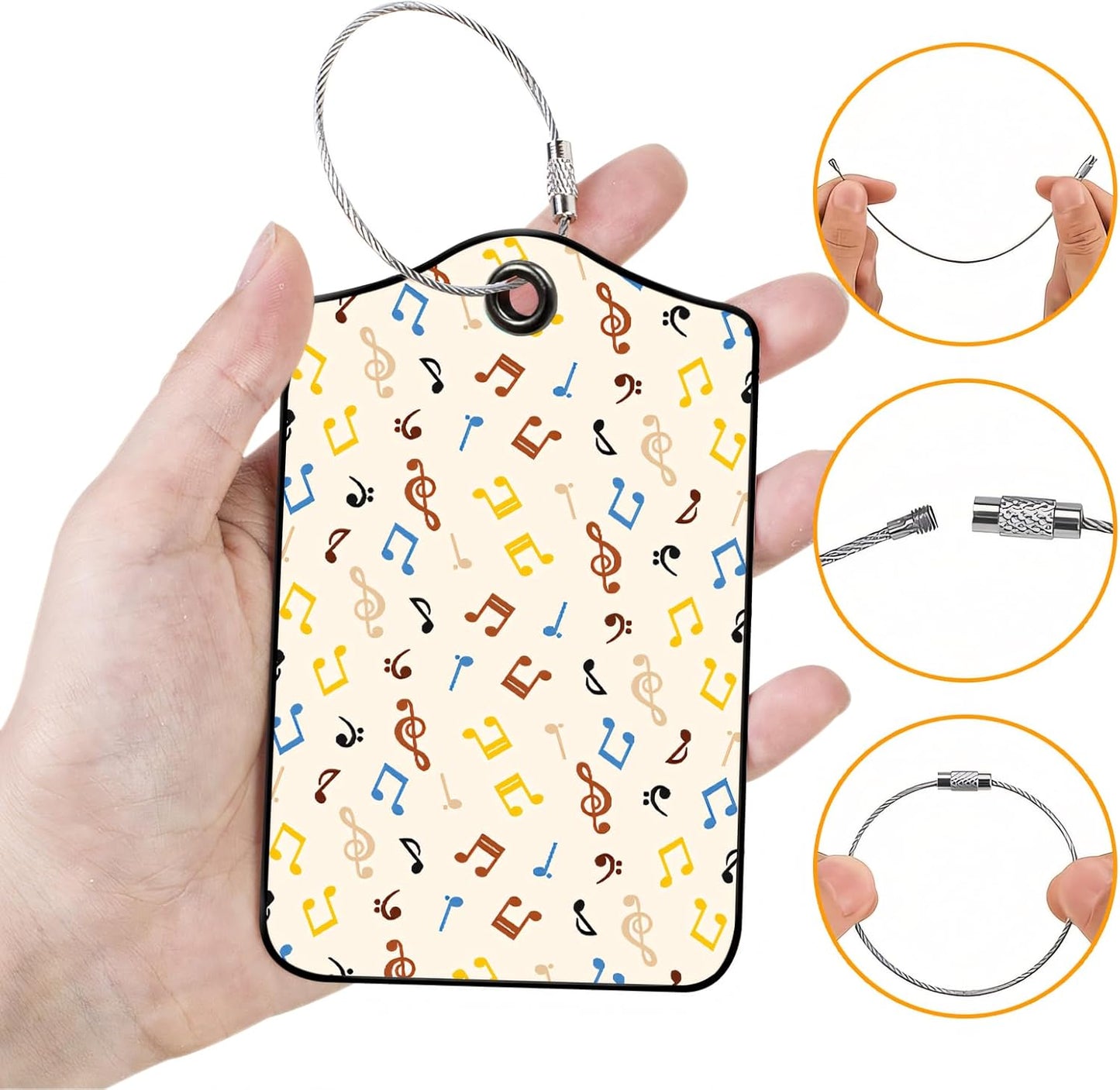 Luggage Tags for Suitcases, 2-Pack PU Leather for Cruise & Travel, Baggage ID Tags with Privacy Cover & Address Card, Durable Metal Ring, Kids Adults Travel Accessories, Dancing Notes