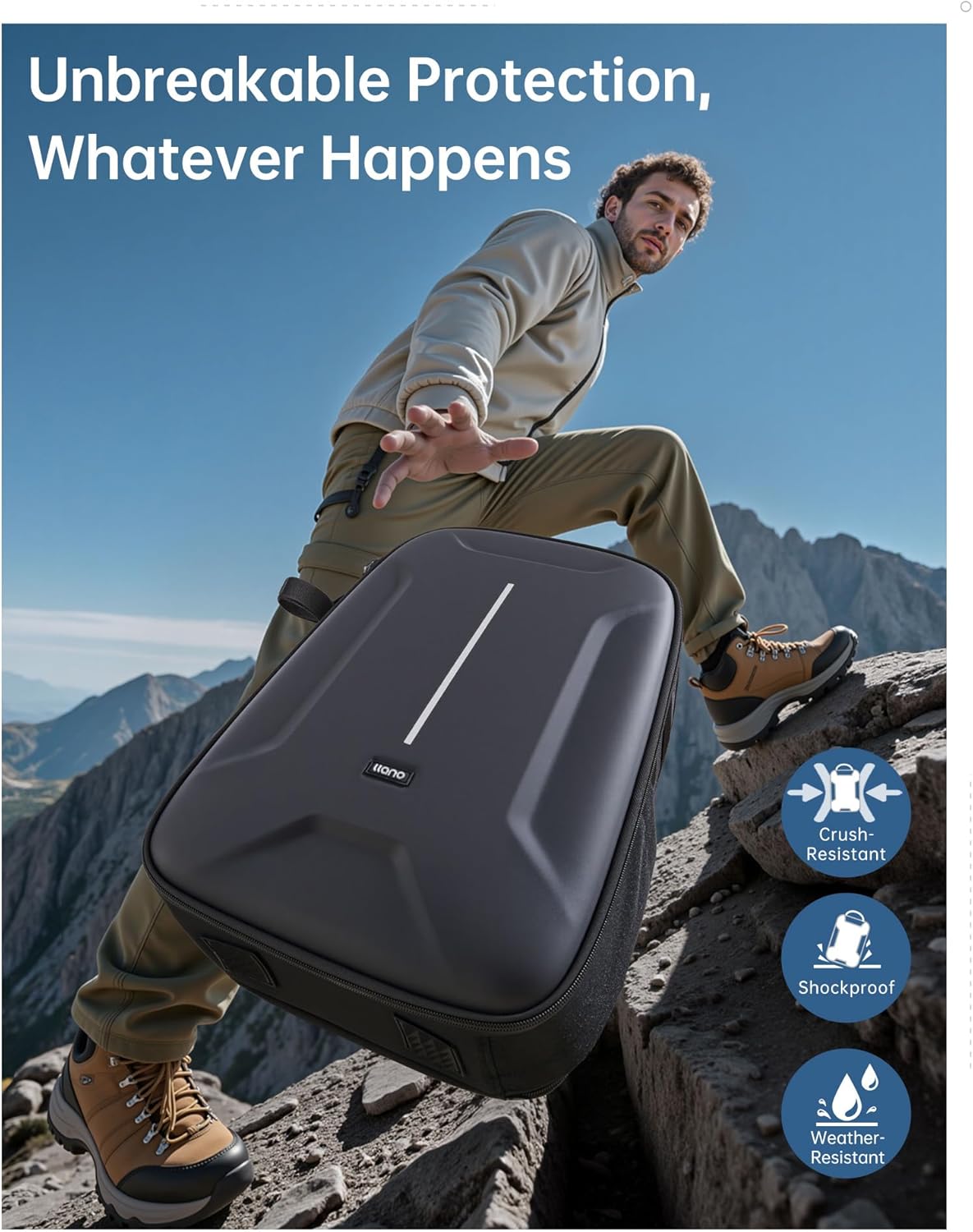 llano 22L Large Hardshell Camera Backpack Case, Camera Bags for Photographers Compatible with DSLR and Mirrorless Cameras,for Sony Canon Nikon Fujifilm with Laptop Compartment,Travel and Outdoor