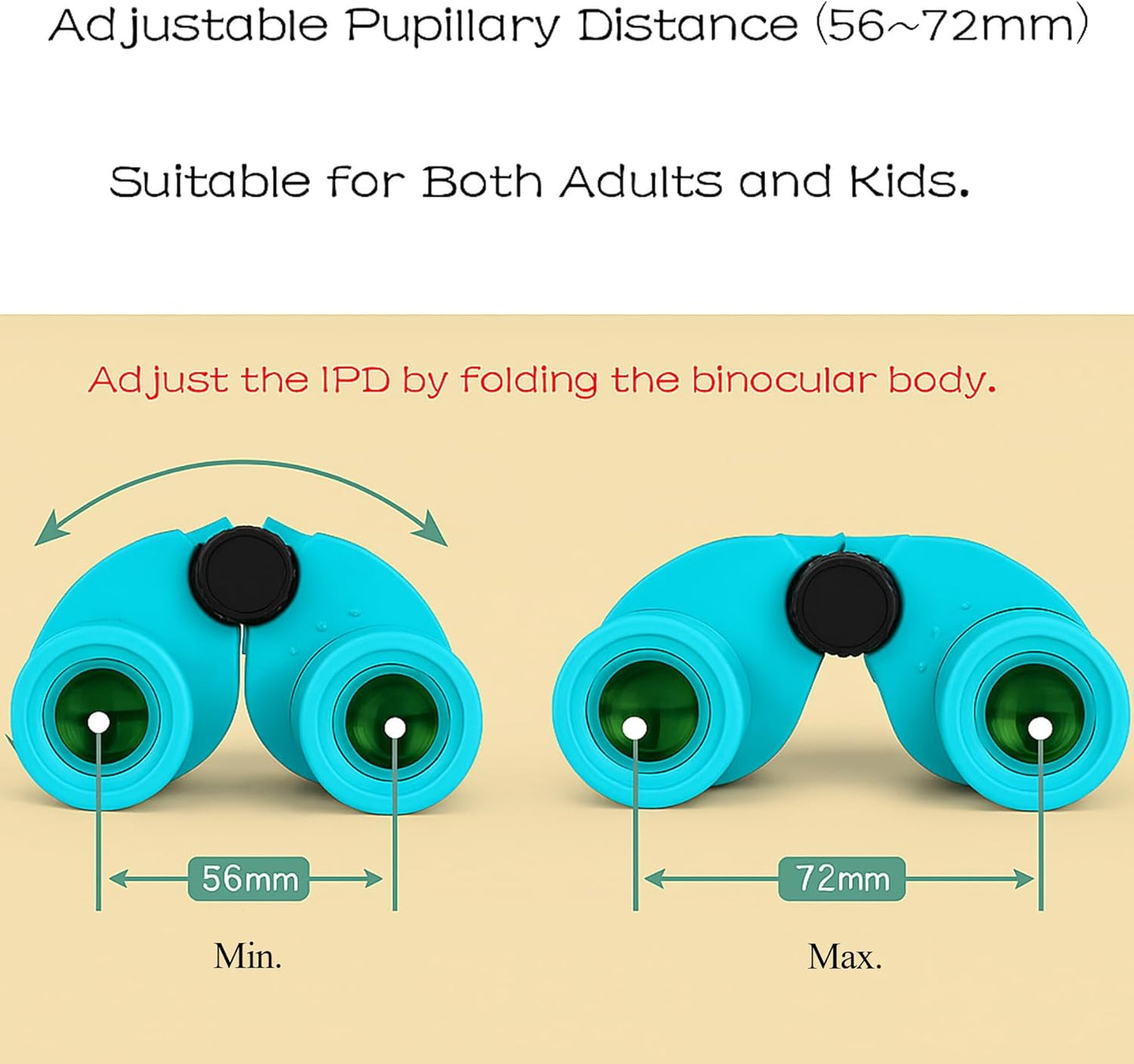 12x25 Compact Binoculars for Adults & Kids, High Powered Lightweight Waterproof Binoculars with Large Eyepiece, Low Light Vision for Bird Watching, Hunting, Travel, and Sightseeing