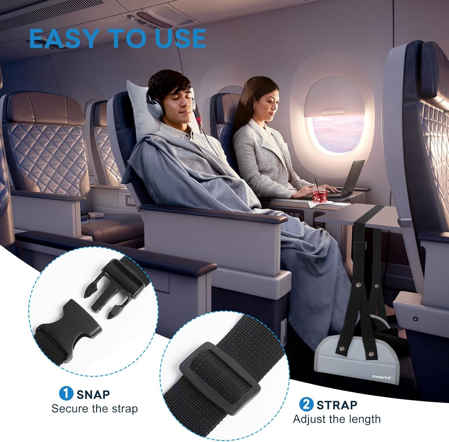 2 Pack Airplane Footrest with Comfortable No Clashing Base, Portable Foot Rest Made with Premium Memory Foam, Airplane Travel Accessories to Reduce Swelling and Soreness, Gifts for Travelers