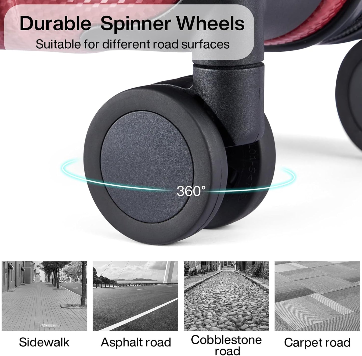 Hanke 29 Inch Luggage Suitcases With Spinner Wheels Lightweight PC hardside Rolling Suitcase With Travel Lock, Checked-Large 29-Inch Christmas Gifts for Birthday （Burgundy）