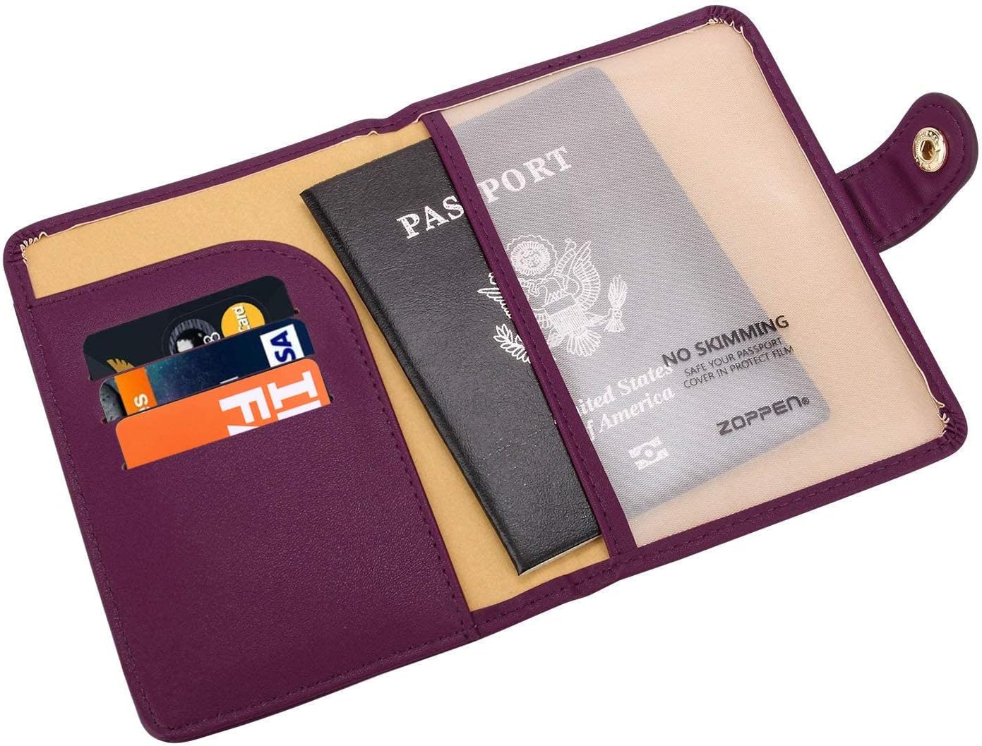 ZOPPEN Passport Holder Women, Passport Cover Travel Wallet Rfid Blocking Passport Wallet Cover Case Travel Essentials Document Organizer, Grape Purple