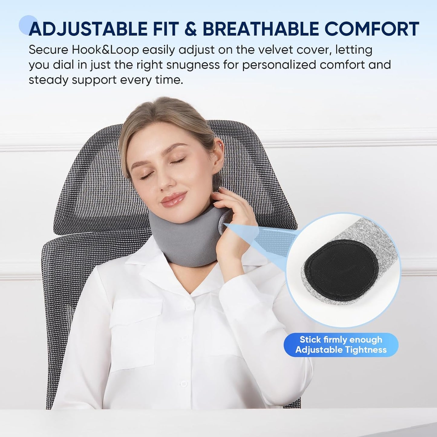 Compact Travel Pillow with Adjustable Straps & Washable Cover, Portable Neck Pillow Airplane with Case & Hook, Chin Support Pillow Relieves Pain & Pressure for Trips, Office, Car & Home Use