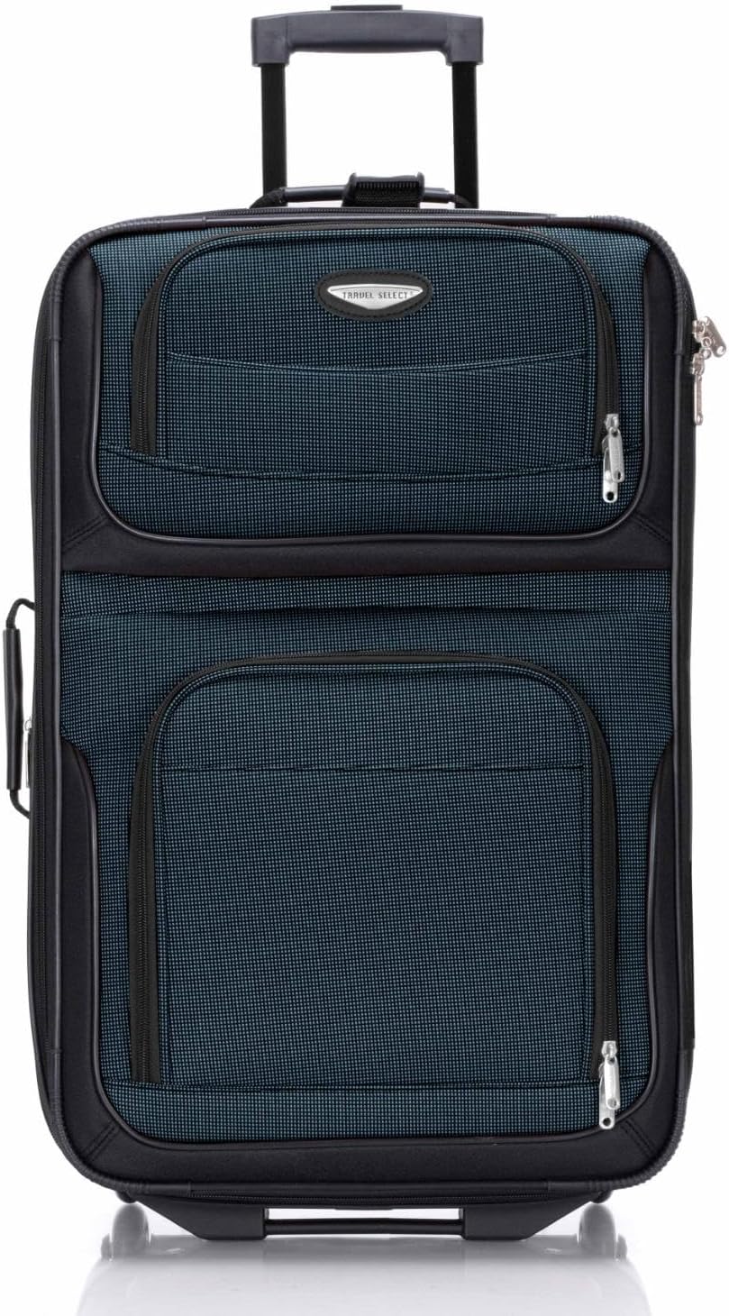 Travel Select Amsterdam 4-Piece Softside Expandable Rolling Luggage Set, Lightweight 2-Wheel Suitcases, Packing Cubes & Travel Tote, Durable Polyester Construction, Navy