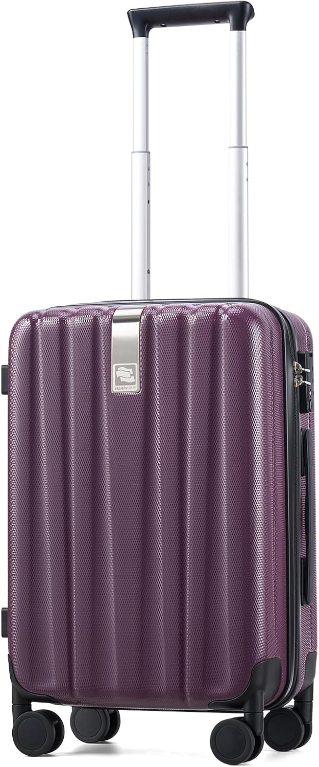 Hanke 20 Inch Carry On Luggage 22x14x9 Airline Approved Lightweight PC Hard Shell Suitcases with Wheels Travel Luggage Rolling Suitcase Travel Luggage Bag Christmas Gifts for Birthday （Purple）