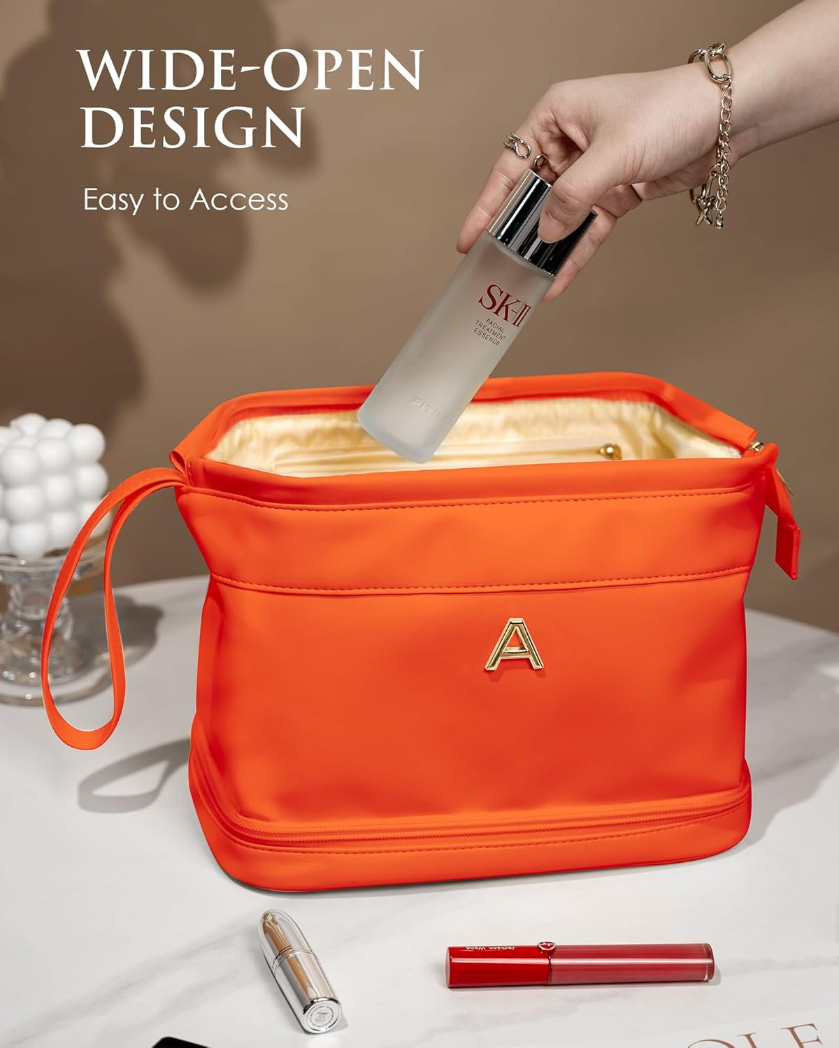 Birthday Gifts for 10 11 12 13 14 15 16 Year Old Girls-Makeup Bags, Personalized Double Layer Cosmetic Bag with Makeup Brush Organizer, Grandma Birthday Gifts, Gifts for Women Friends