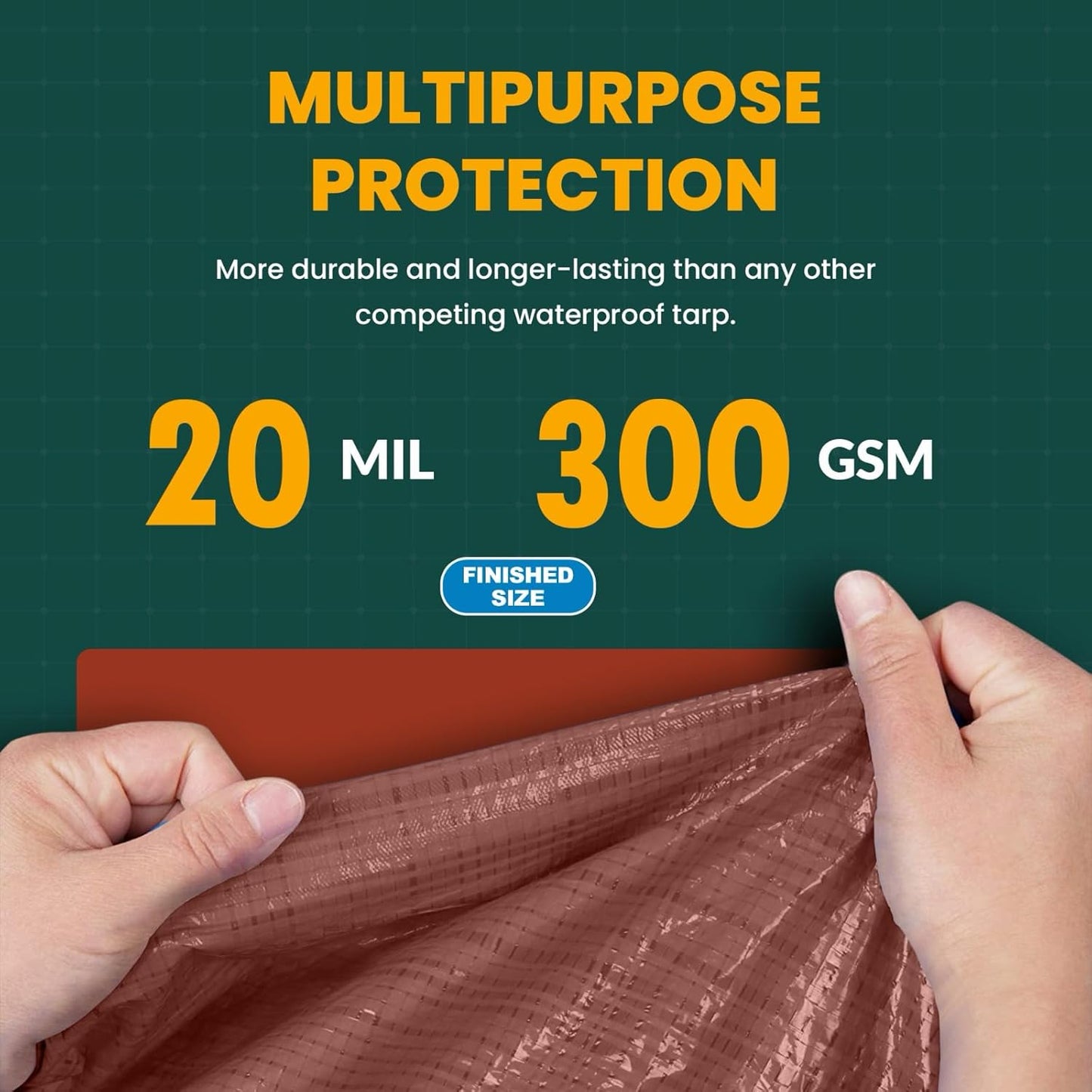 Large Waterproof Tarp - Heavy Duty 20 Mil Thick Poly Tarpaulin Ideal for Canopy Tents, Boats, RV or Pool Covers - Multipurpose Protective Tarps with Grommets for Indoor and Outdoor Use | 25' x 40'