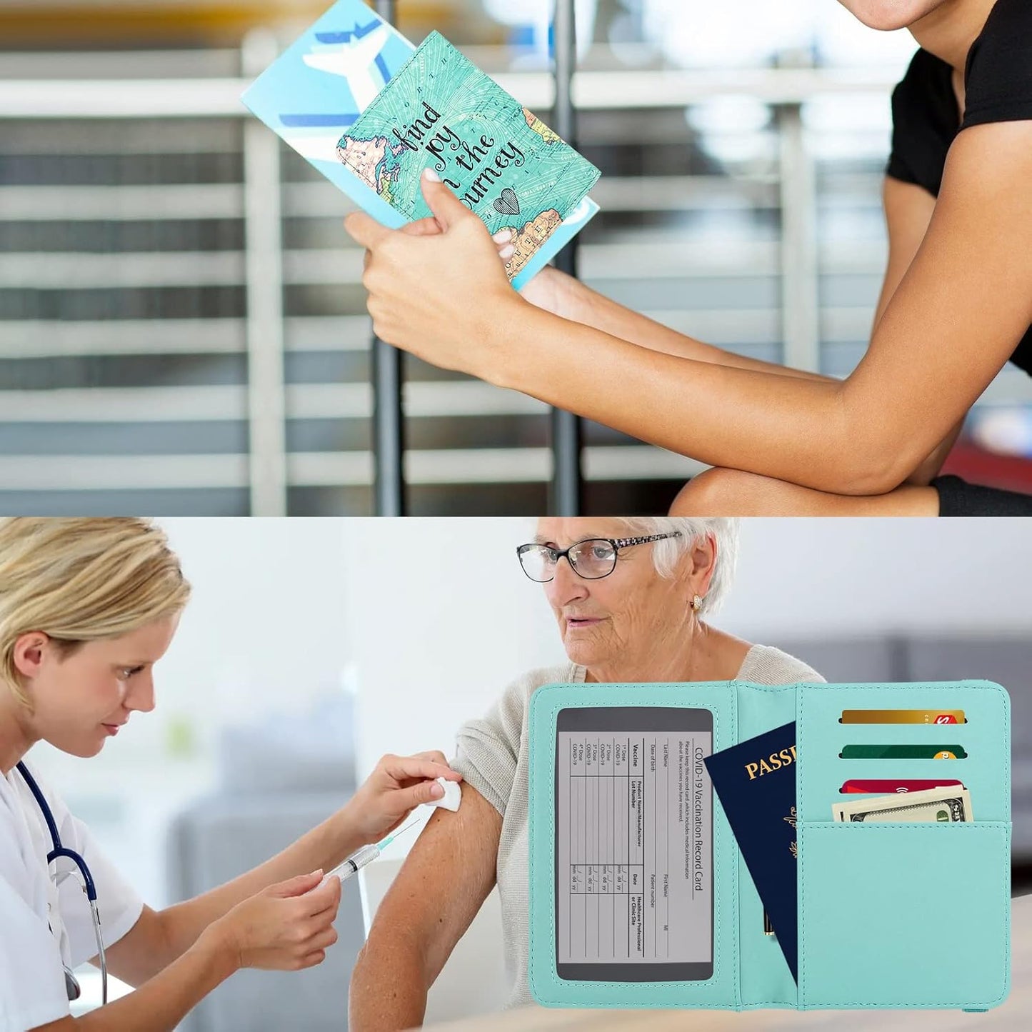 ZOPPEN Passport Holder Wallet, Passport Cover Travel Wallet Women Travel Essentials Accessories Document Organizer Travel Must Haves Rfid Blocking Cover Case for Women and Men, Map