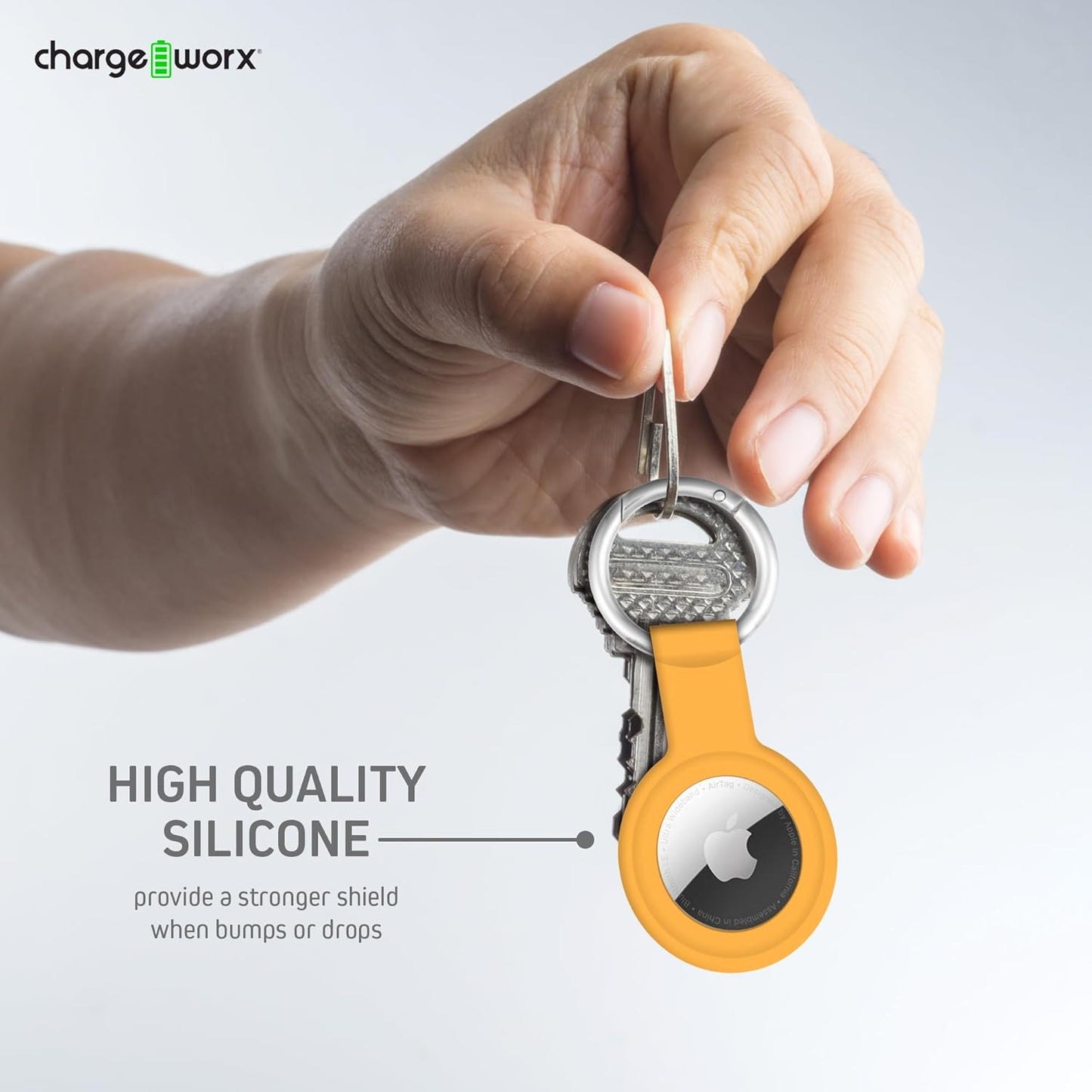 CHARGEWORX Air Tag Holder 4-Pack – Silicone Protective Keychain Holders for Apple Air Tags