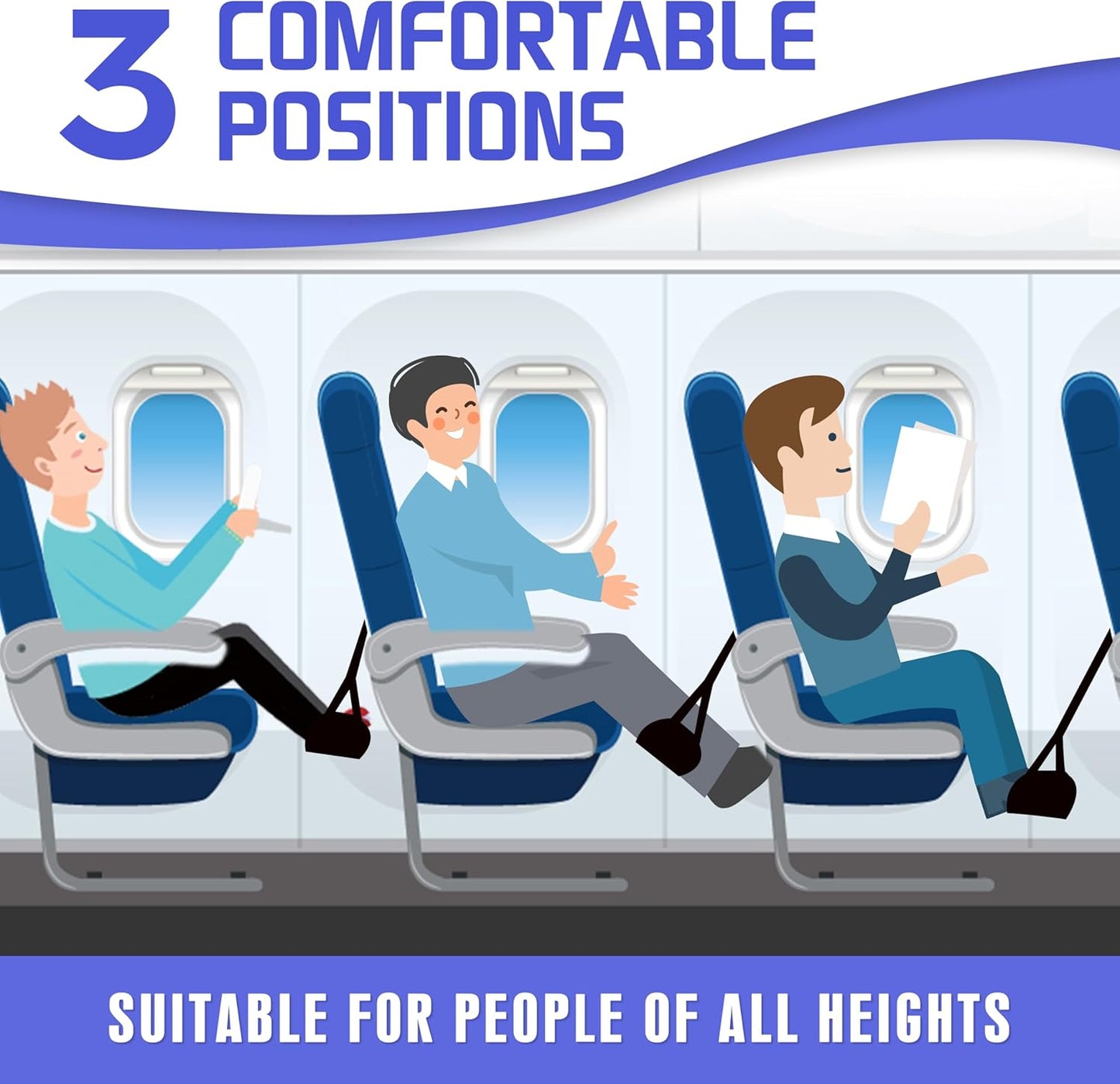 2-Pack Airplane Foot Hammock for Plane Travel - Travel Essentials Length Adjustable Airplane Foot Rest - Long Flight Must Haves