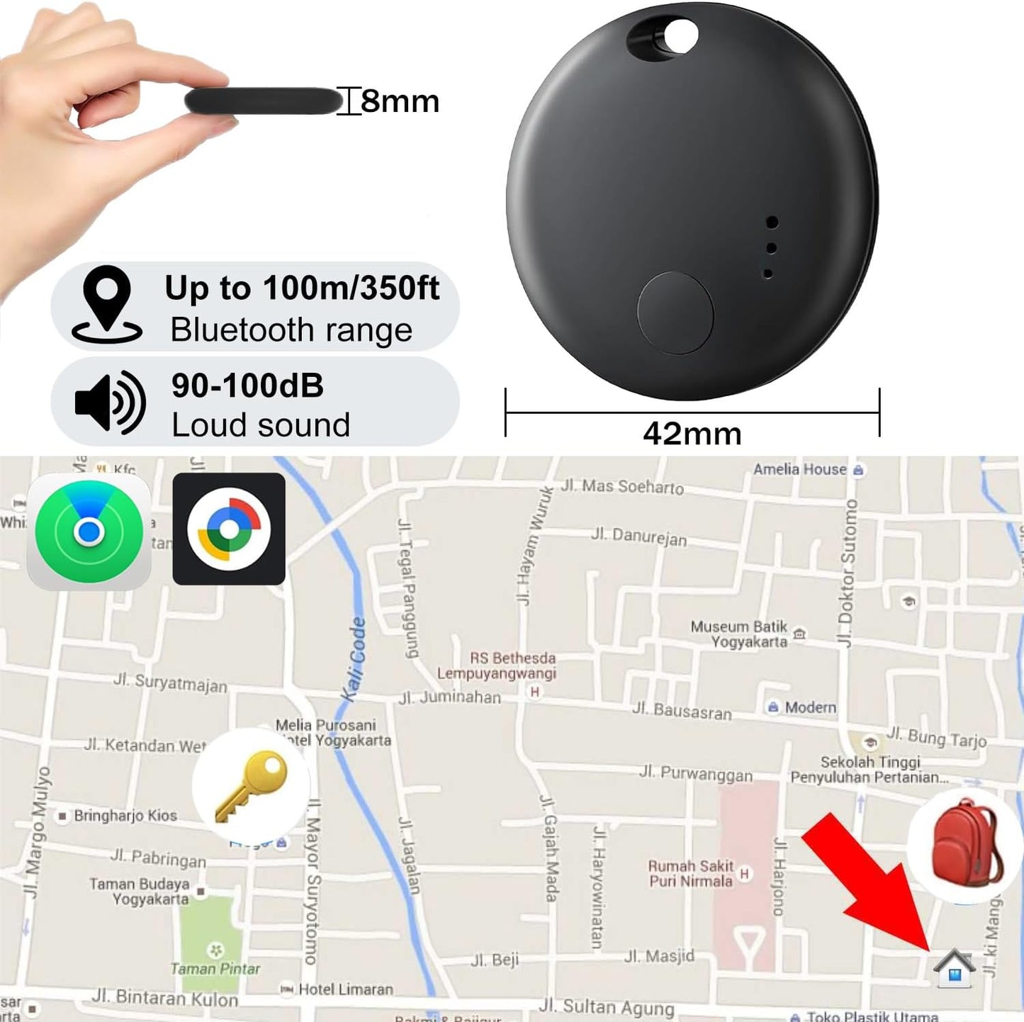 Air Tracker Tags for Android or iOS,Dual System Smart Tags,Keys Finder and Item Locator for Keys,Smart Tracking Tag,Compatible with iOS Find My or Google Find Hub App,Luggage,Backpack,Bags and More