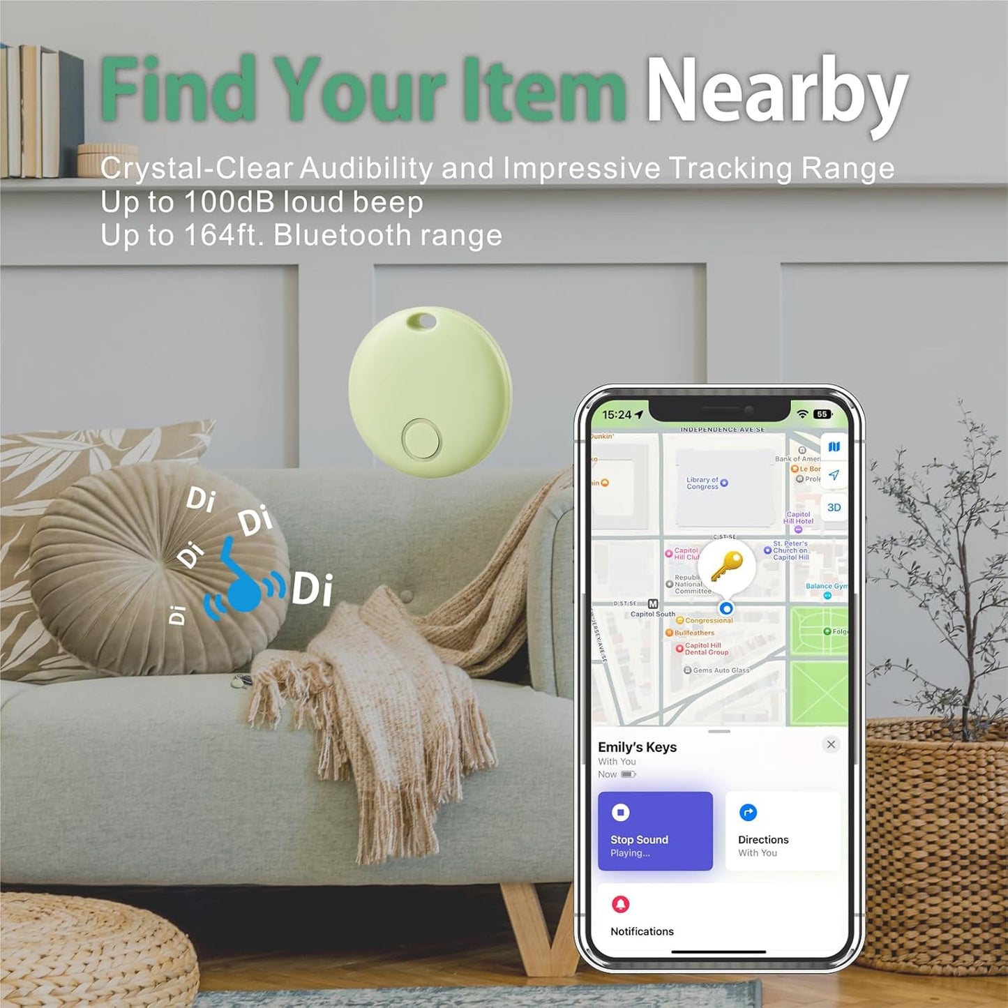 Reyke Smart Tag, Air Tracker Luggage Tracker, Works with Apple Find My (iOS Only), Item Locator for Key, Luggage, Backpack, Wallet, IP67 Waterproof, Green