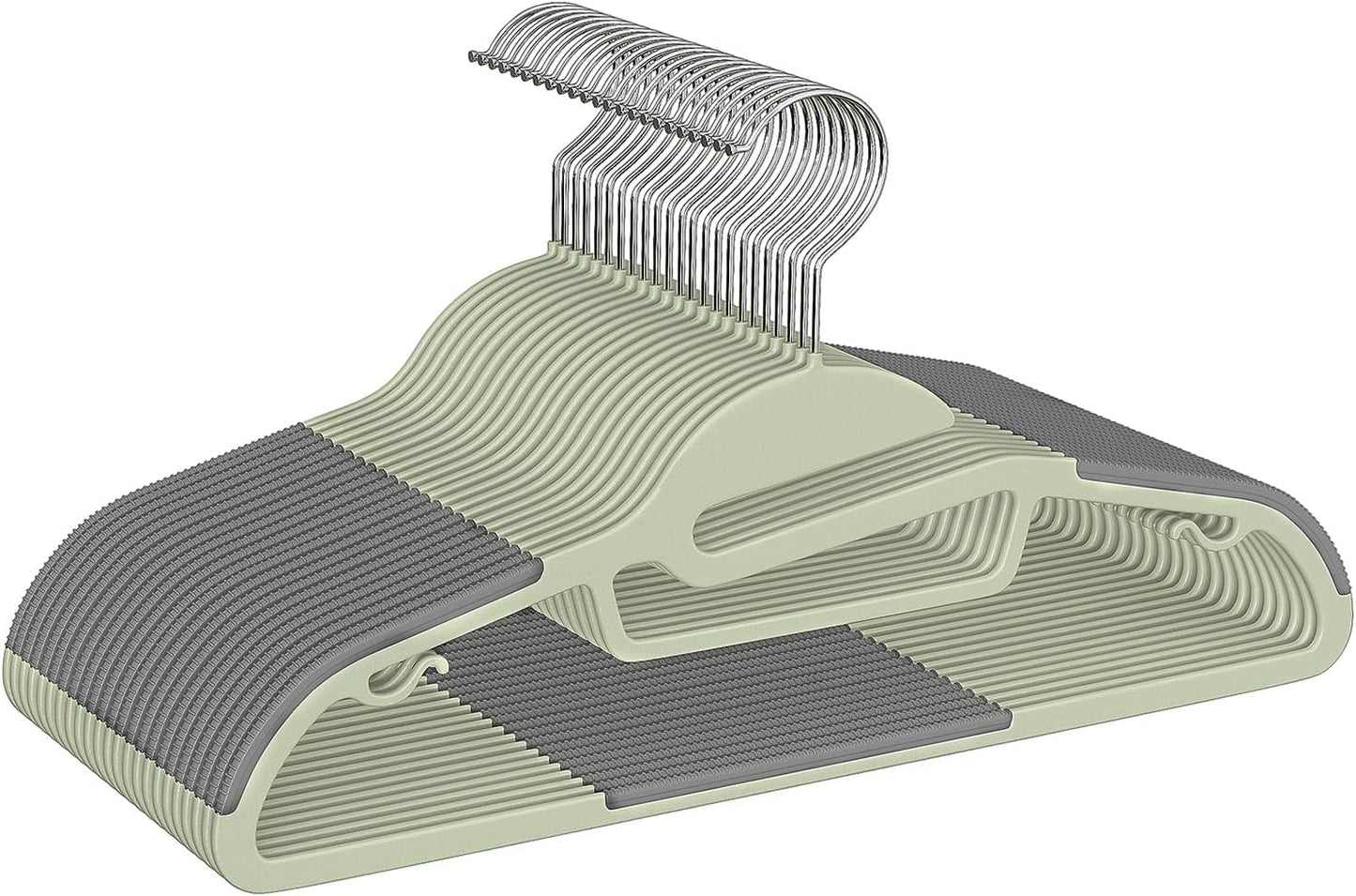 BAGAIL Plastic Hangers 50 Pack with Non-Slip Design,0.2 Inches Thick, 360°Swivel Hook Space Saving Organizer for Bedroom Closet,Shirts,Pants(Matcha Green- S Shaped)