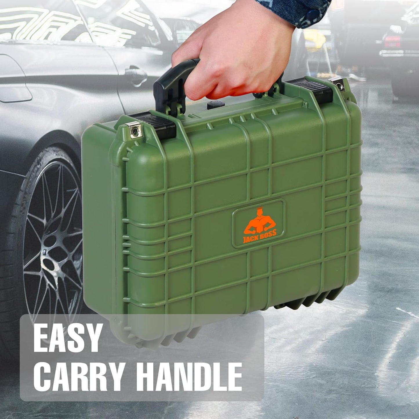 16x 12.8x 6.8 Inch Hard Case, Portable Weather Waterproof Protective Camera Case with Customizable Foam, Fit Use of Drones, Camera, Equipments, Green