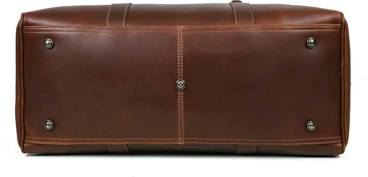 Leather Duffel Bag for Men & Women Travel, Weekend, Overnight, Gym Bag