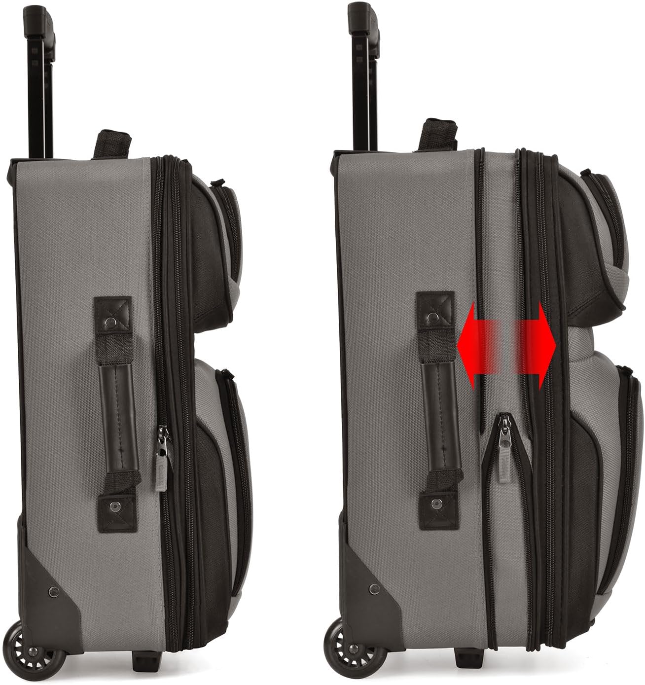 U.S. Traveler Lightweight Rolling 20" Carry On Luggage Softside Suitcase, Grey, 2 Wheel Single
