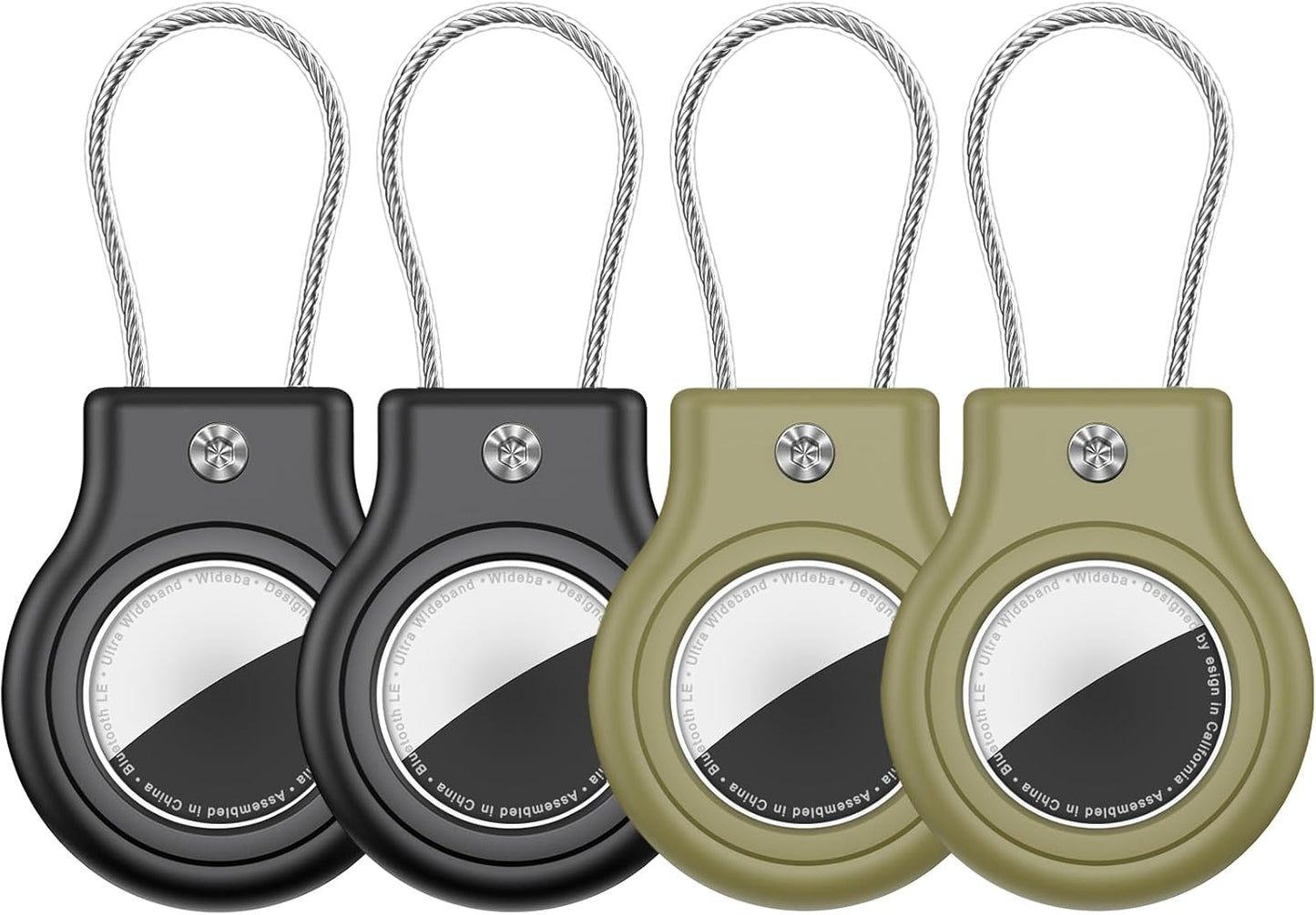 Waterproof Airtag Holder,4 Pack Airtag Case with Secure Lock,Airtags Keychain for Apple Air tags,Anti-Lost Protective Case Air tag Accessories for GPS Tracker Luggage,Key,Pet-Black/Black/Green/Green