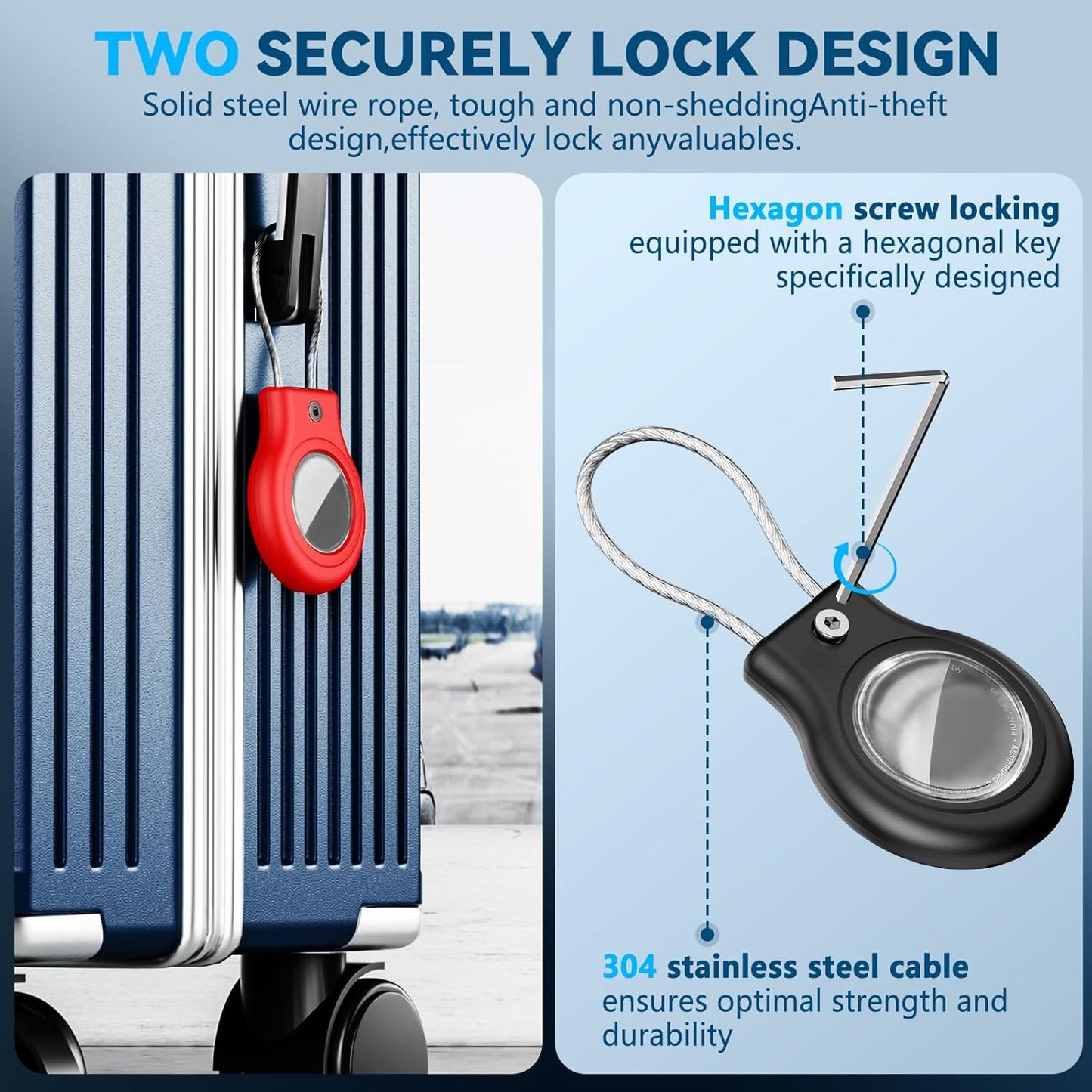 Waterproof Airtag Holder,4 Pack Airtag Case with Secure Lock,Airtags Keychain for Apple Air tag,Anti-Lost Protective Case Air tags Accessories for GPS Tracker Luggage,Bag,Key,Pet-Black/Blue/White/Red