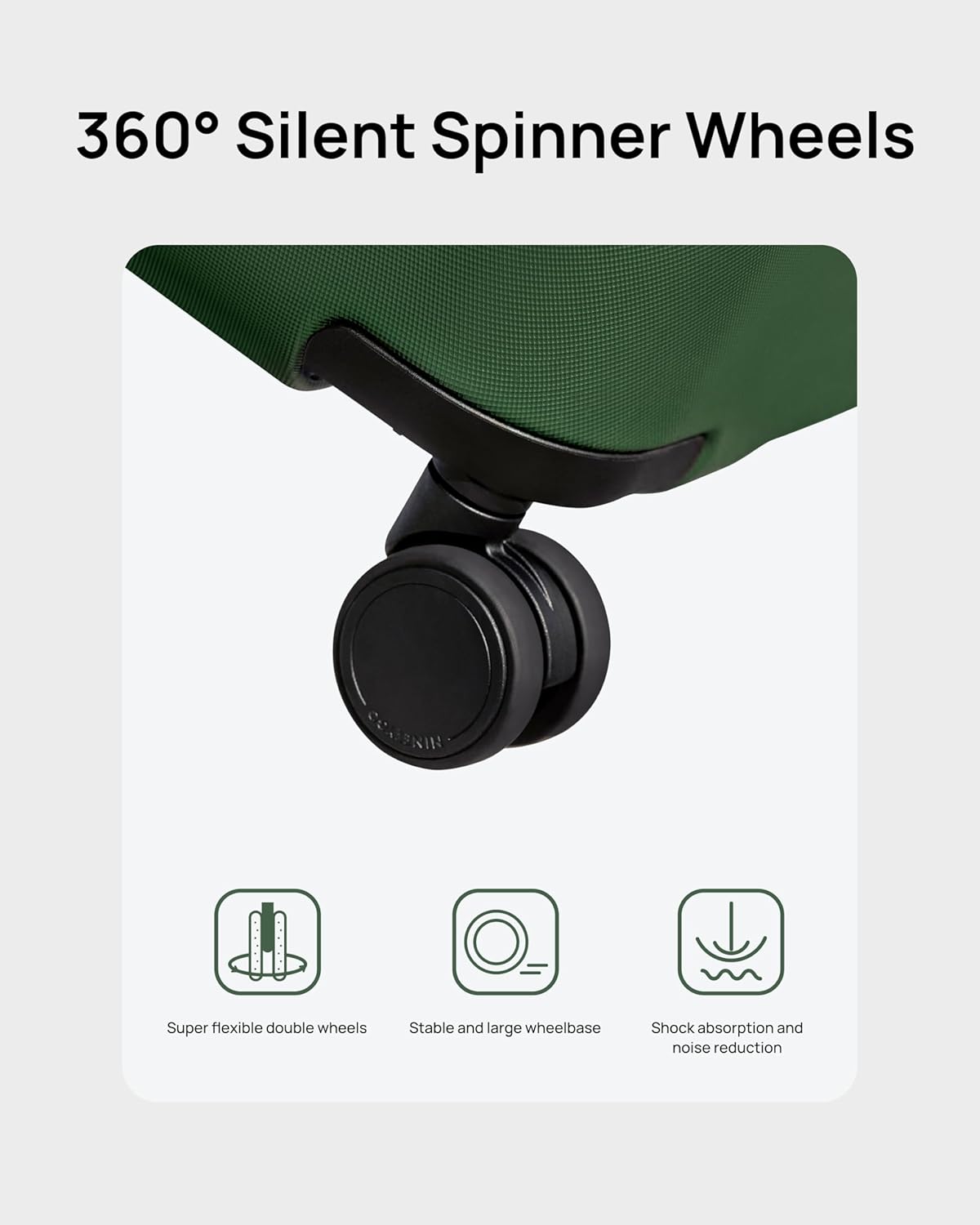 NINETYGO Trunk Luggage 26 Inch, Medium Checked Luggage with Double Spinner Wheels, Anti-Burst Zipper, Hard Case PC Suitcase, Lightweight Travel Luggage, TSA Approved (Seaweed Green, Hudson)