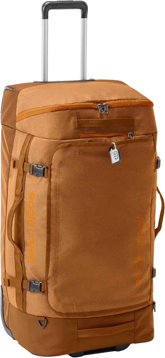 Eagle Creek Cargo Hauler XT Wheeled Duffel - Wheeled Backpack Duffel - Deployable Backpack Straps - Lockable U-Lid & Easy Access Compartment - 32" - Iron Orange