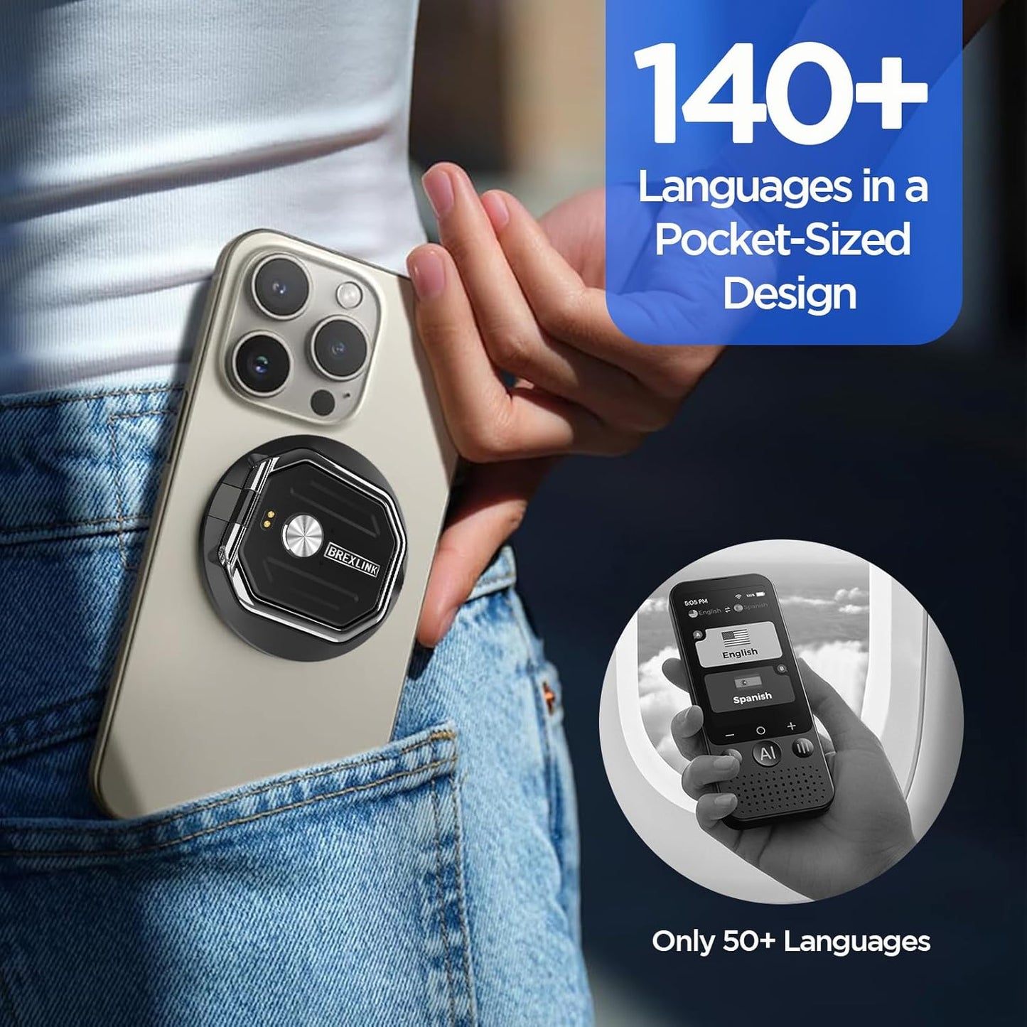 3-in-1 AI Translator Recorder, Language Translator Device, NO FEE for Translate & Transcribe, 140+ Language Translator, Online/Offline/Video/Photo Translation for Meeting Lecture Travel (Version 2)