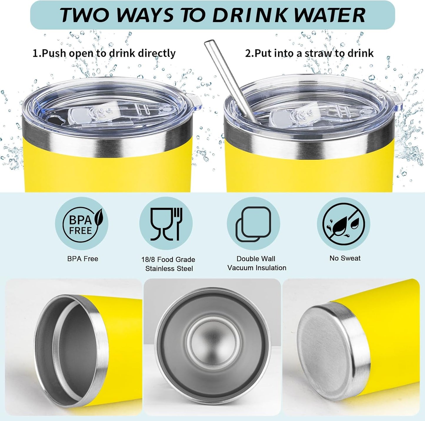 20oz Tumbler with Straw and Brush, Stainless Steel Vacuum Insulated tumbler, Double Wall Insulated Coffee Tumbler for Outdoor, Home, Travel,Office (Buff,1pcs)