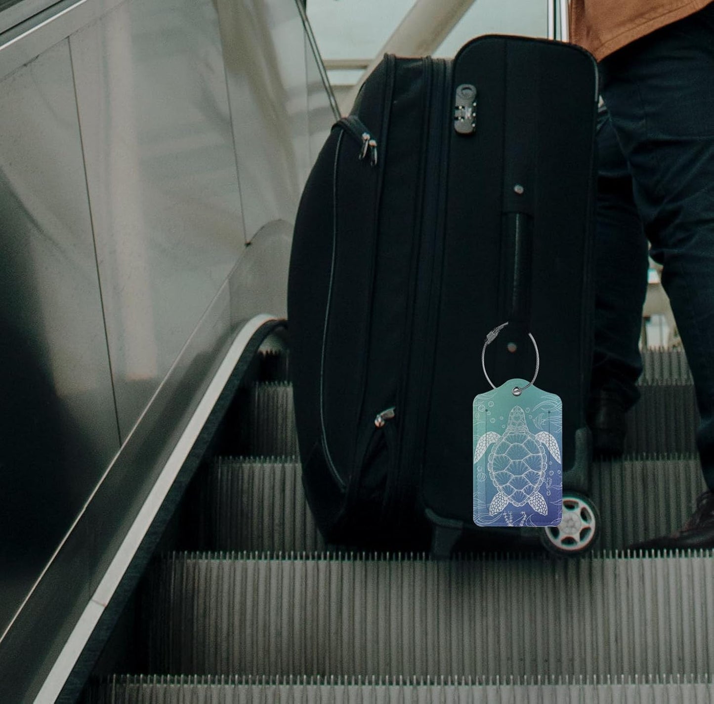 2 Pack Sea Turtle Luggage Tag for Suitcases, Cute Turtle Theme Party Decorations Leather Tags, Cruise Ship Essential Travel Unique Gift for Men Women Couples Lover, Funny Christmas Birthday Gifts