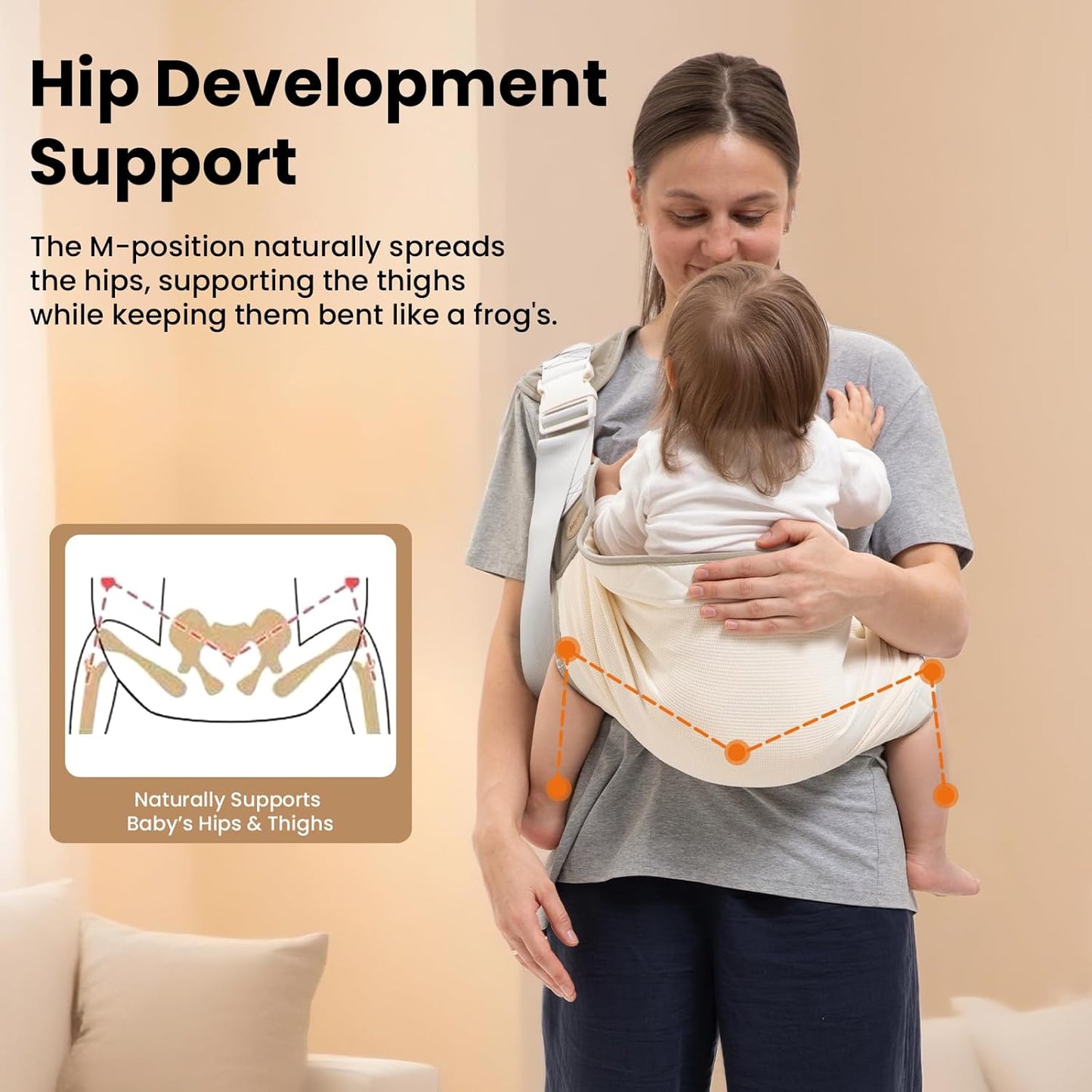 Baby Carrier Newborn to Toddler, Baby Sling Carrier, Toddler Carrier 25-60 lbs with Adjustable Straps, Soft Padded Edges, Lightweight and Travel-Friendly Newborn Baby Carrier