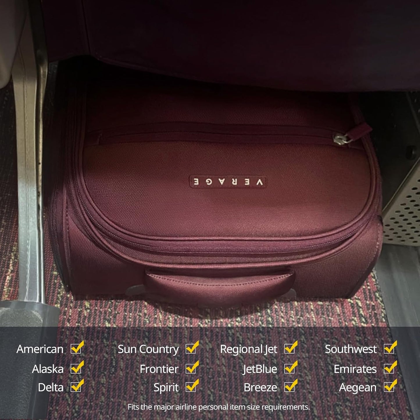 Verage Underseat Carry On Luggage with Wheels, 14.5-Inch Spinner Small Suitcase, Softside Lightweight Travel Bag for Men and Women, Airplane Carry On Bag, Burgundy Red