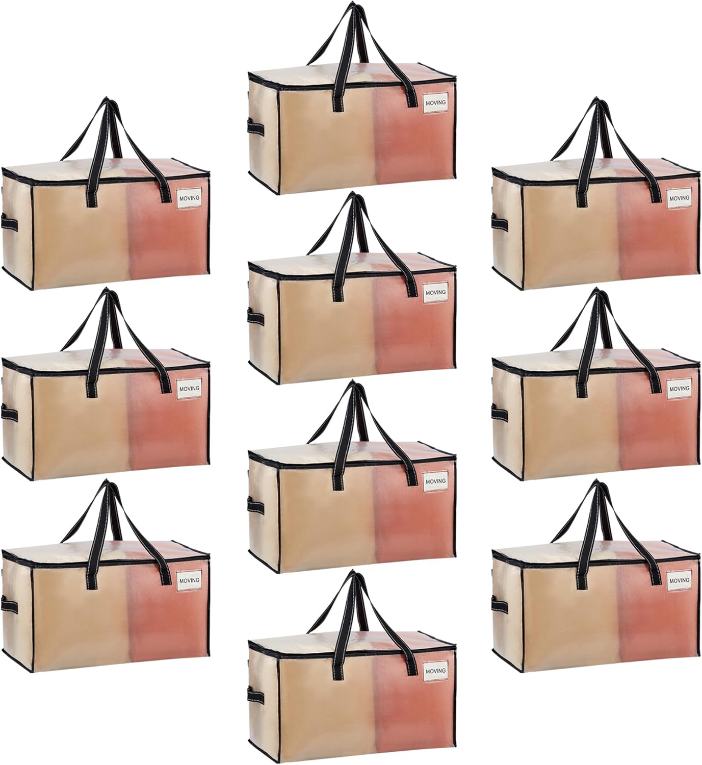 VENO 10 Pack Moving Bags, Comforter and Blanket Storage Bags for Closet, Moving Boxes, Boxes with Lids Alternative, College Dorm Packing Supplies, Foldable Heavy-Duty Tote (Clear, 10 Pack)