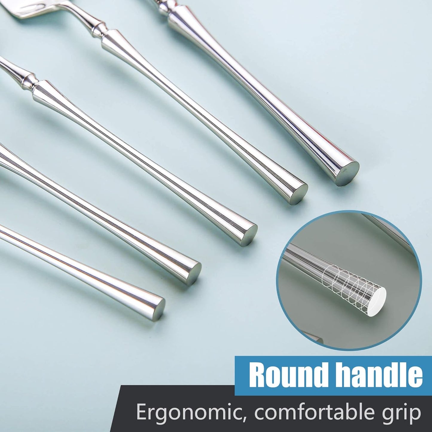 20-Piece Silverware Set for 4,Modern 18/10 Stainless Steel Flatware Set,Unique Rustic Cutlery Utensils Set,Spoon and Fork Set for Home, Restaurant,Wedding,Mirror Polished,Dishwasher Safe