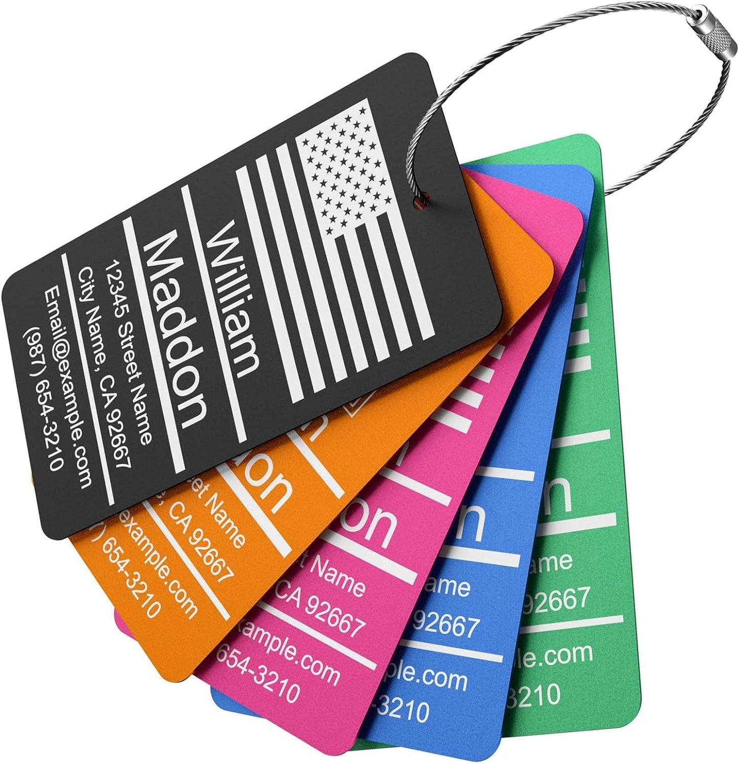 Luggage Tags for Suitcase - Personalized Engraved Purple Metal Tag for Cruise Travel - Custom Name Tags Suitable for Bags and Backpacks