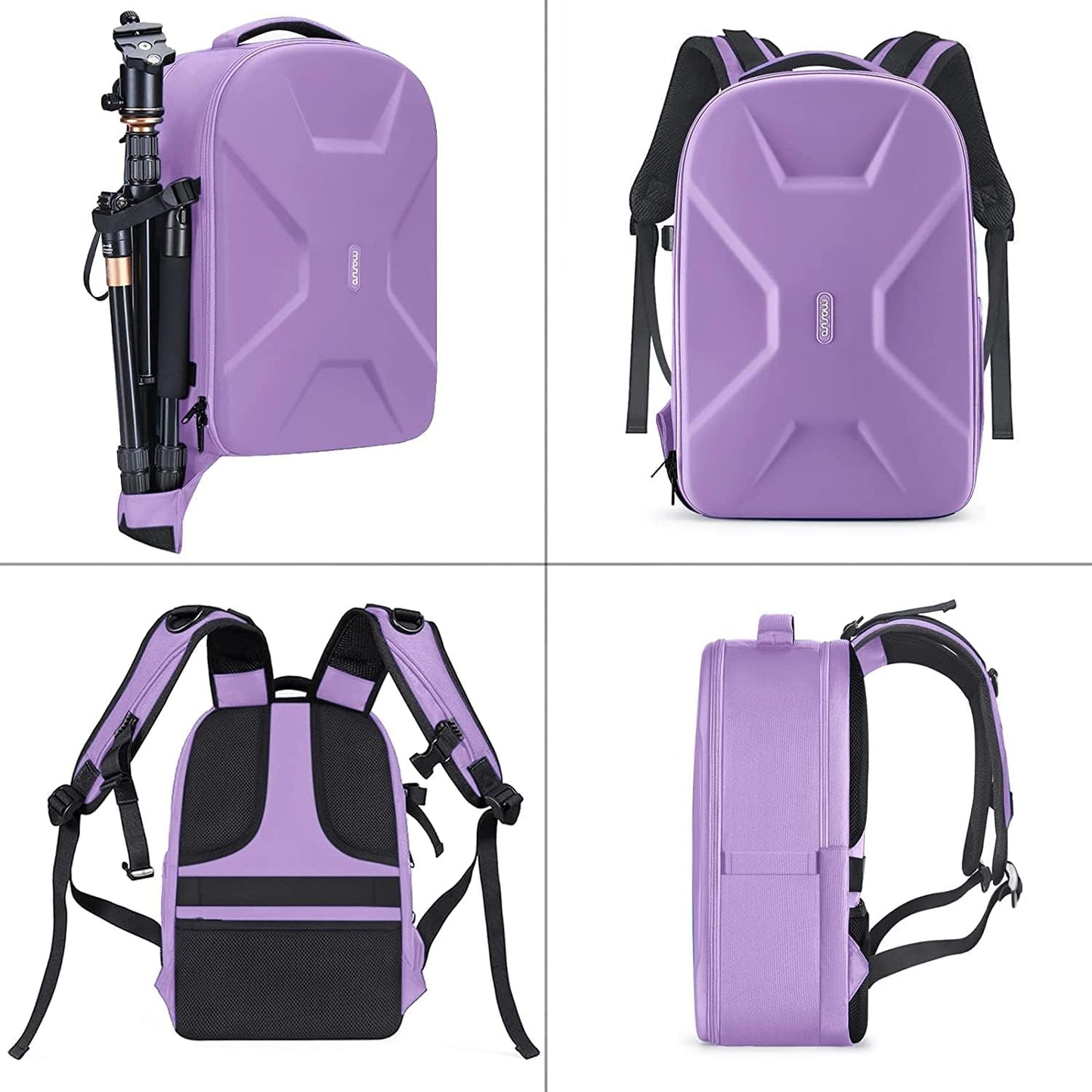 MOSISO Camera Backpack, DSLR/SLR/Mirrorless Photography Camera Bag 15-16 inch Waterproof Hardshell Case with Tripod Holder&Laptop Compartment Compatible with Canon/Nikon/Sony, Purple