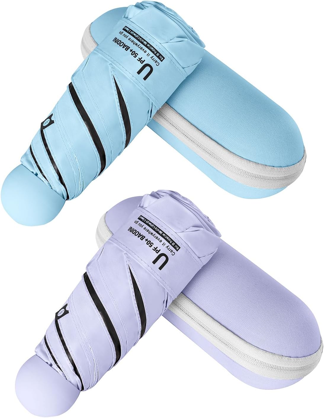 BAODINI Travel Mini Umbrella for Purse With Case Small Compact UV Sun Protection Sun Lightweight Tiny Pocket Umbrella for Women Kids and Men