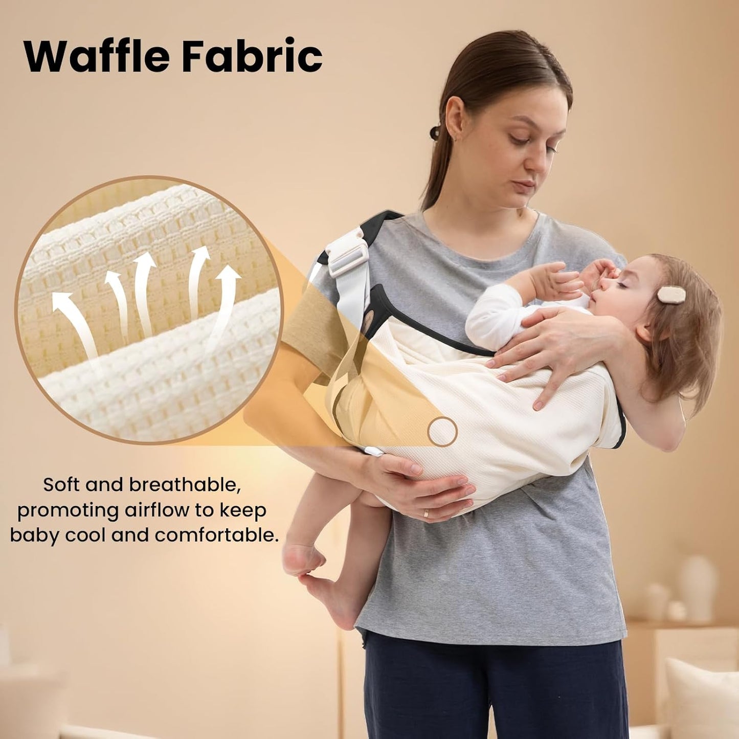 Baby Carrier Newborn to Toddler, Baby Sling Carrier, Toddler Carrier 25-60 lbs with Adjustable Straps, Soft Padded Edges, Lightweight and Travel-Friendly Newborn Baby Carrier