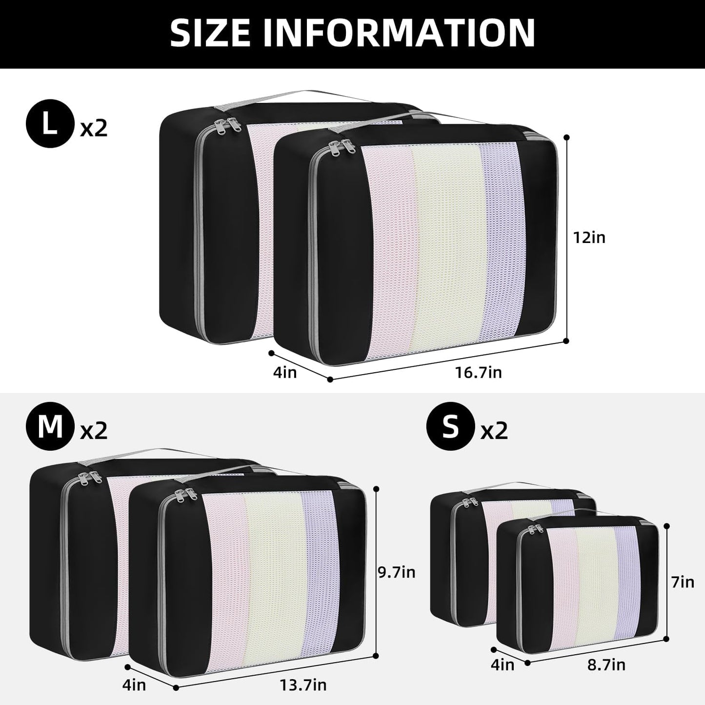 BAGAIL 6 Set/8 Set/10 Set Packing Cubes Various Sizes Packing Organizer for Travel Accessories Luggage Carry On Suitcase
