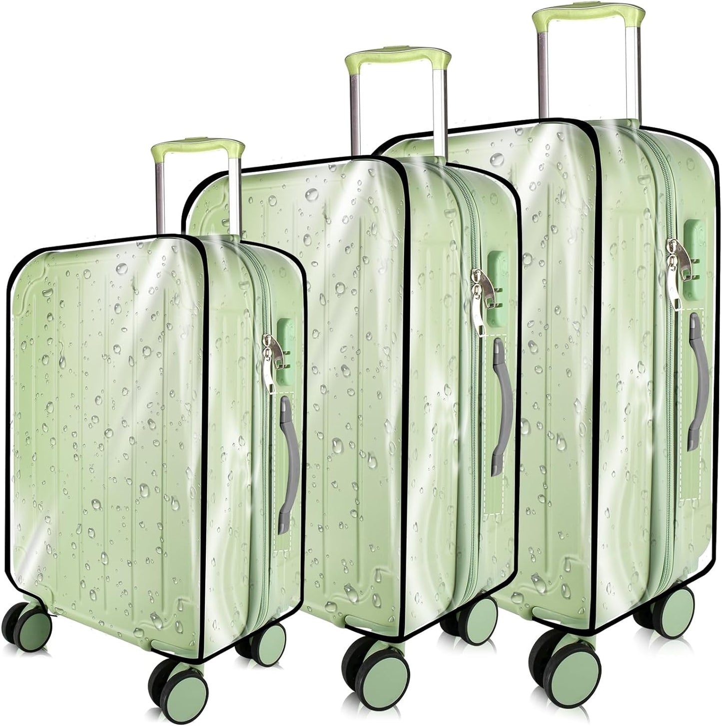 3 Pieces Thicken Clear Luggage Cover Protector, 20" 24" 28" PVC Luggage Covers for Suitcase Waterproof Dustproof Anti-scratch Travel Suitcase Covers Case for Wheeled Luggage