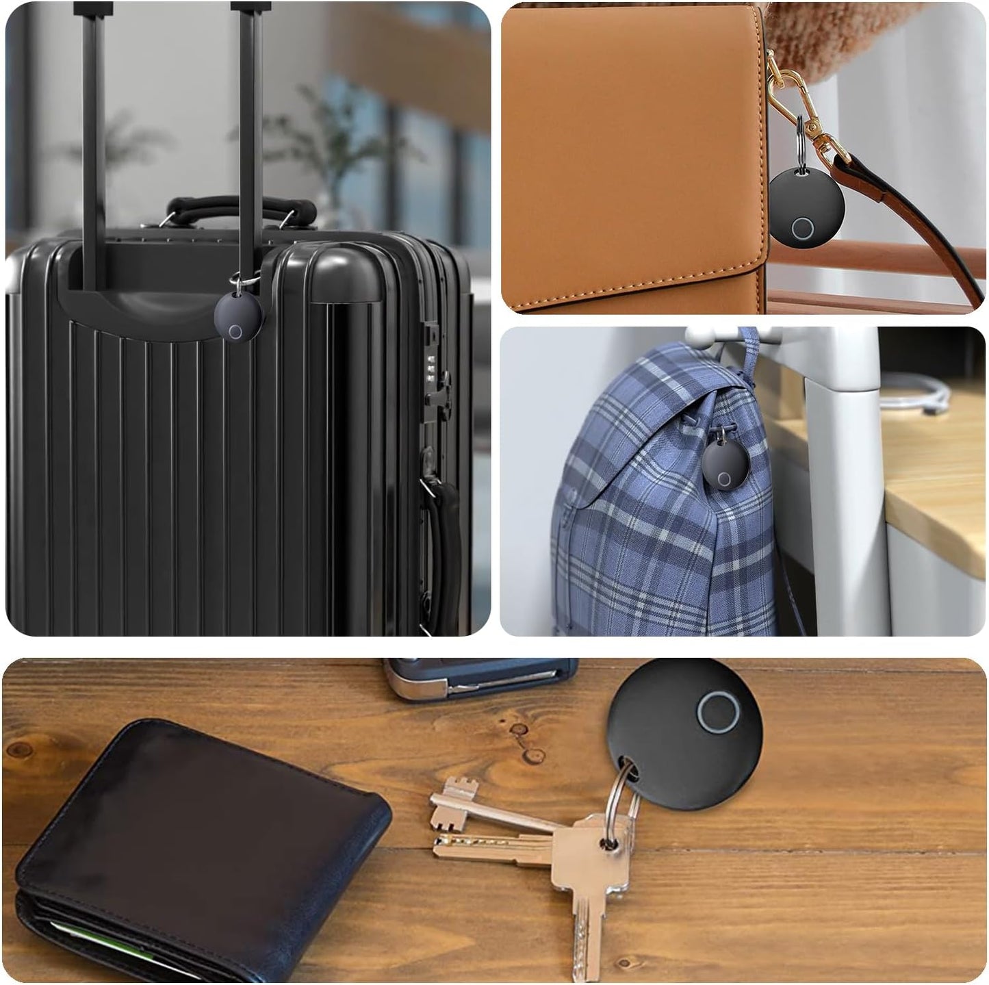 Air Tracker Tags 4 Pack Luggage Tracker Works with Find My (iOS only), Key Tracker, Wallet, Suitcase,Bicycle and More, Replaceable Battery, IP67 Waterproof