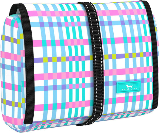 SCOUT Beauty Burrito Hanging Toiletry Bag - Cosmetic Organizer with 3 Compartments, Rolls Up to Pack, Hook for Hanging