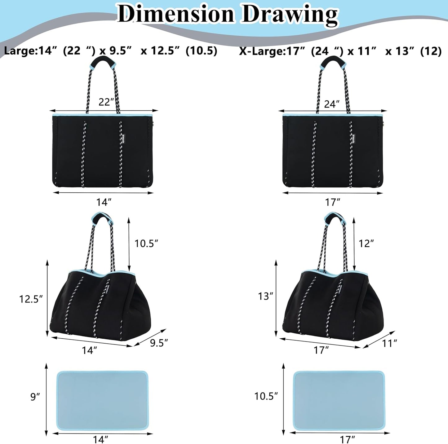 QOGiR Neoprene Multipurpose Beach Bag Tote with Inner Zipper Pocket … … … …