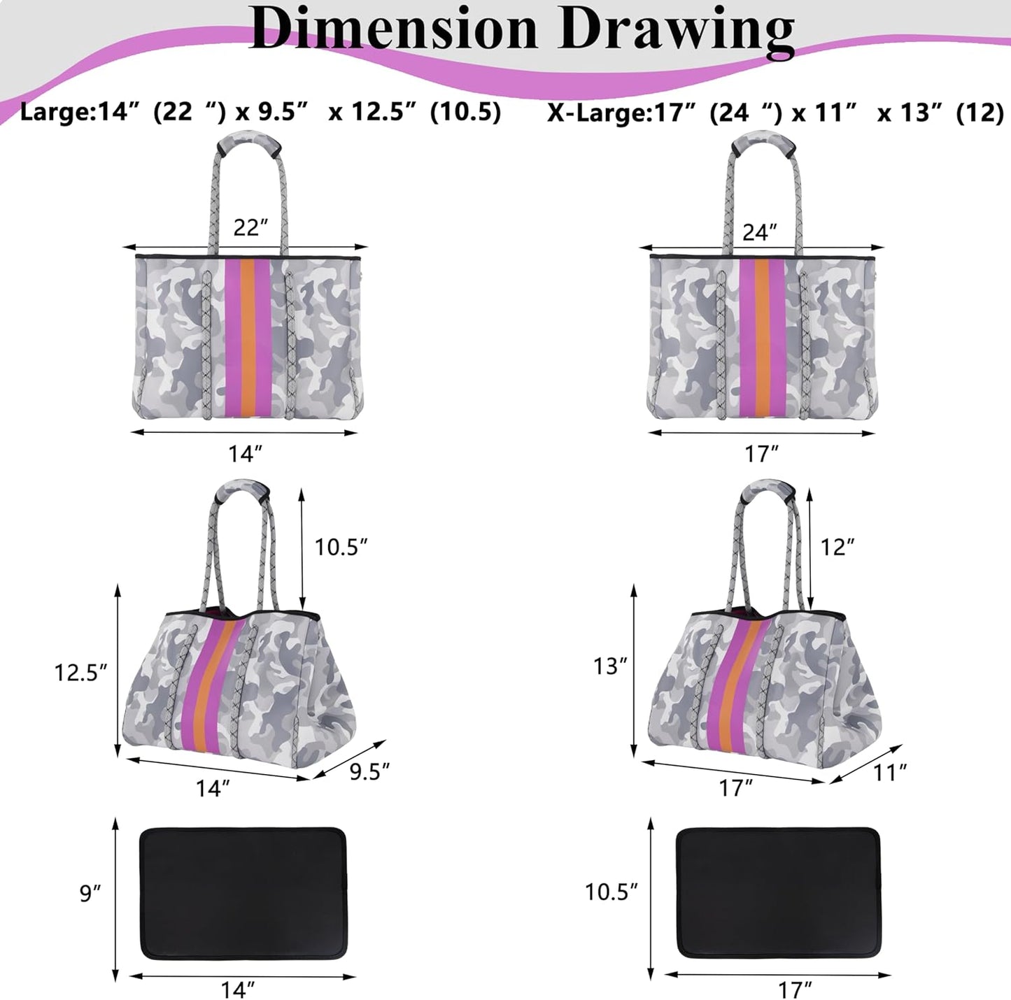 QOGiR Neoprene Multipurpose Beach Bag Tote with Inner Zipper Pocket … … … …