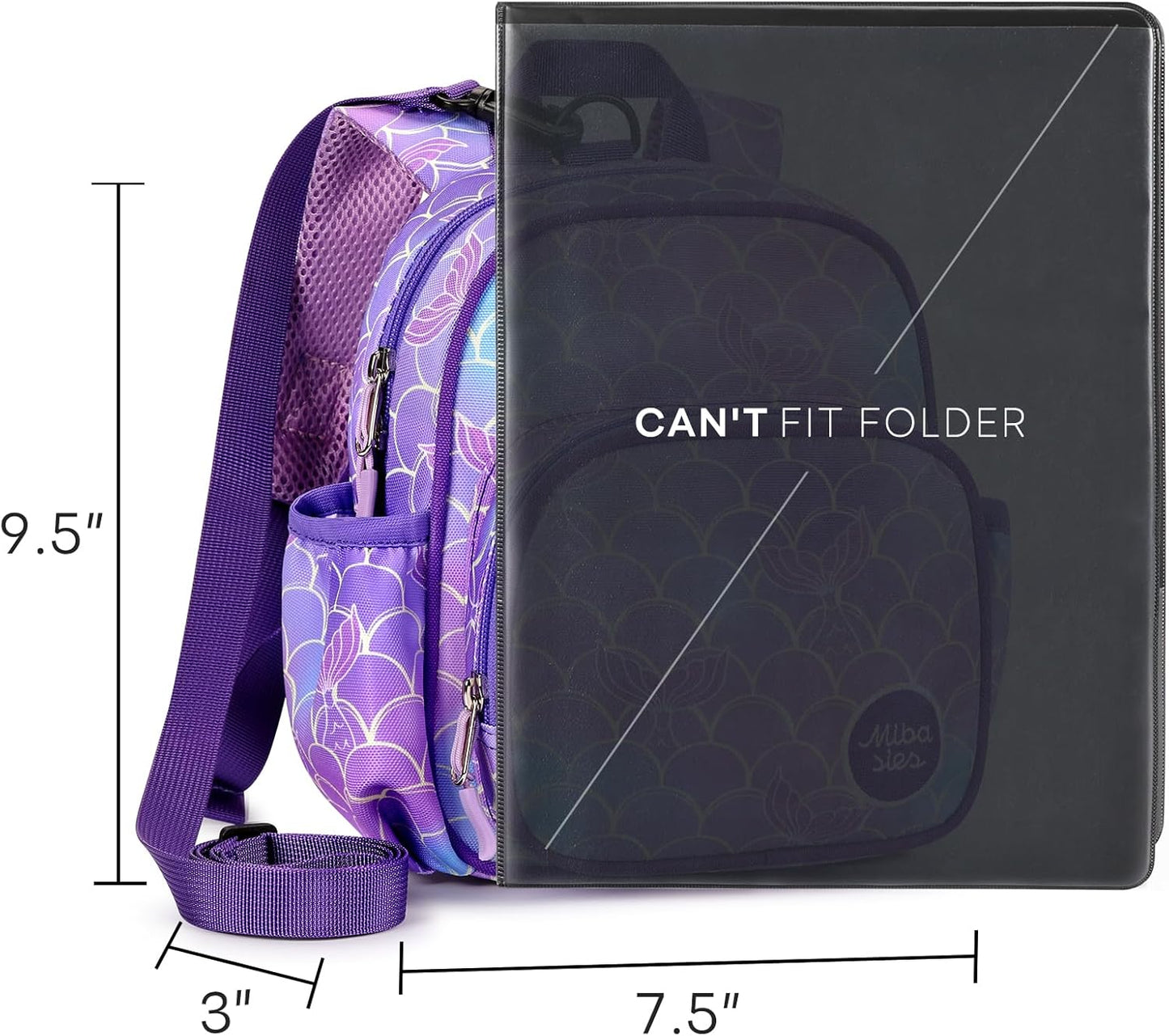 mibasies Backpack Leash for Toddlers 1-3: Baby Backpack for Girls with Anti-Lost Harness - Mermaid Purple