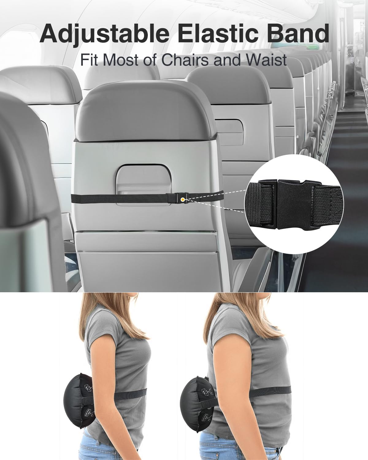 Luxtude Inflatable Lumbar Pillow for Airplane Travel, Lumbar Support Pillow for Office Chair/Car, Self-Inflating Travel Lumbar Pillow Back Support, Lower Back Pillow for Reducing Lumbar Pain