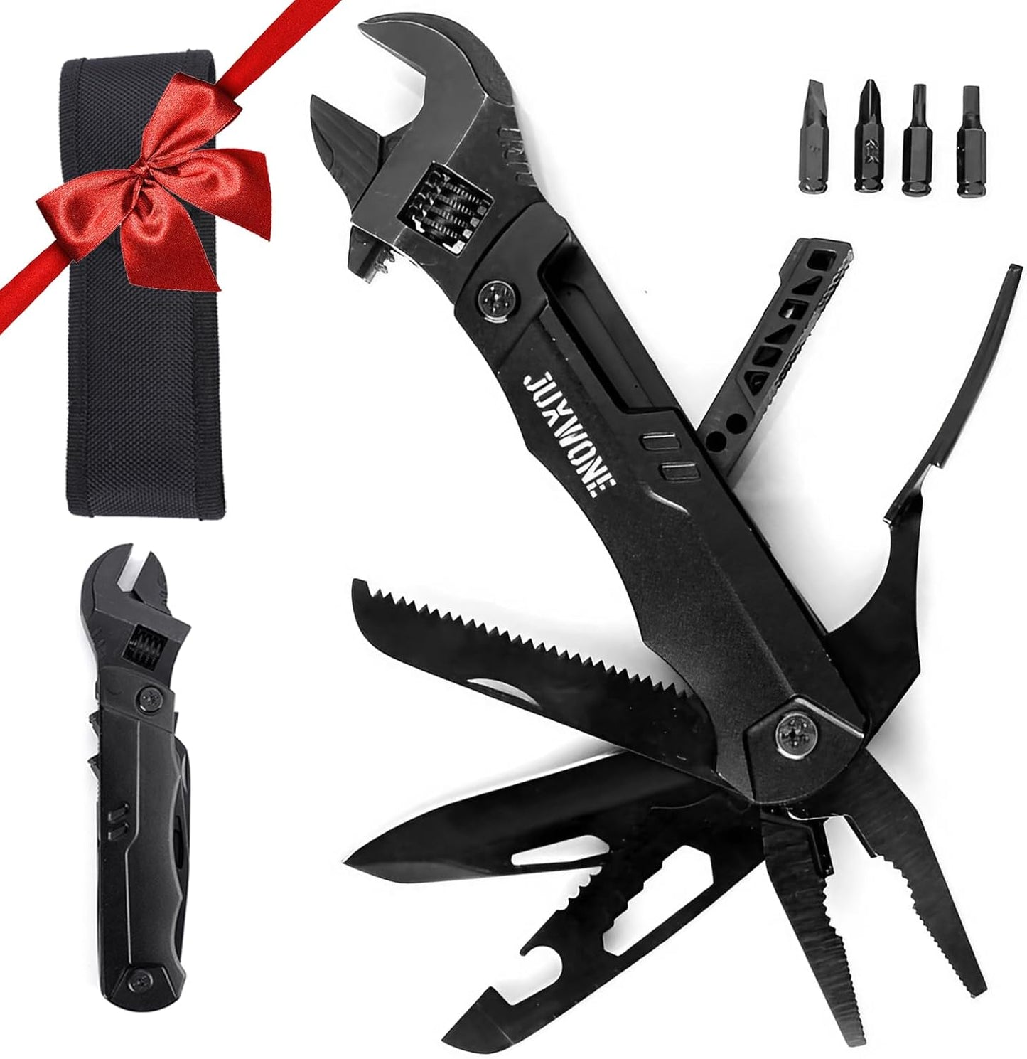 19-in-1 Multitool Wrench – Stainless Steel Adjustable Wrench with Pliers, Knife, Wire Cutter, Saw, Screwdrivers – Compact EDC Pocket Tool for Camping, DIY Repairs, Gift for Men