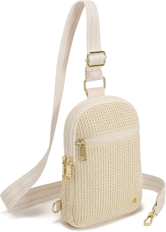 Haytijoe Summer Straw Purse Small Sling Bag RFID Blocking Crossbody Bags for Women Beach Raffia Bags Fanny Packs