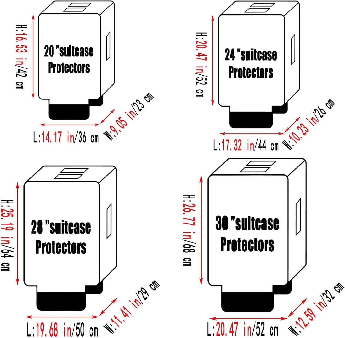 28 Inch Clear PVC Luggage Cover Protectors Suitcase Covers for Luggage Thickened suitcase protective cover for Wheeled Suitcase Suitable for 28"