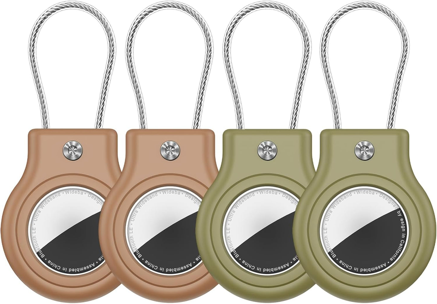 Waterproof Airtag Holder,4 Pack Airtag Case with Secure Lock,Airtags Keychain for Apple Airtag,Anti-Lost Protective Case Air tag Accessories for GPS Tracker Luggage,Bag,Key,Pet-Brown/Brown/Green/Green