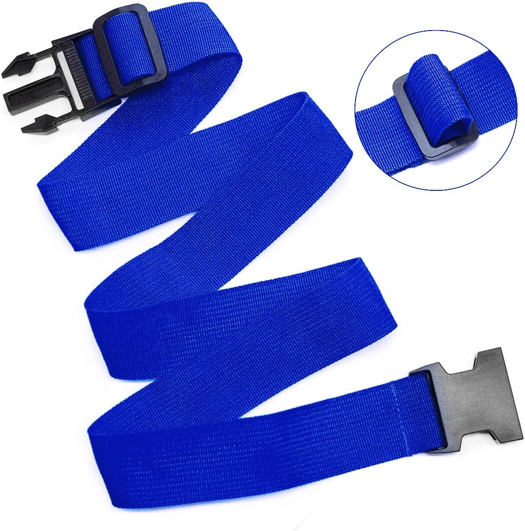 2Pack Luggag Straps for Carry On Bag, Adjustable Suitcase Belt Add Bag Travel Attachment Accessories for Connect Your 3 Luggages, Blue