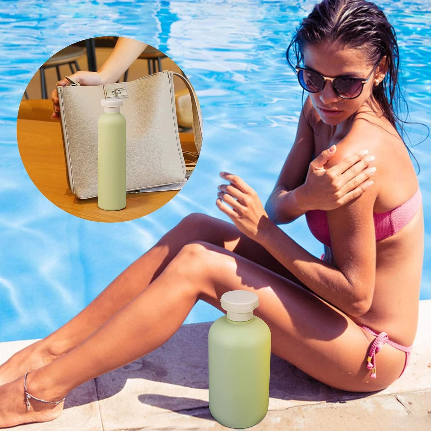 10oz Squeeze Bottles with Flip Cap, Refillable Plastic Travel Bottles for Creams, Lotion, Shampoo, Conditioner (2 Pcs)