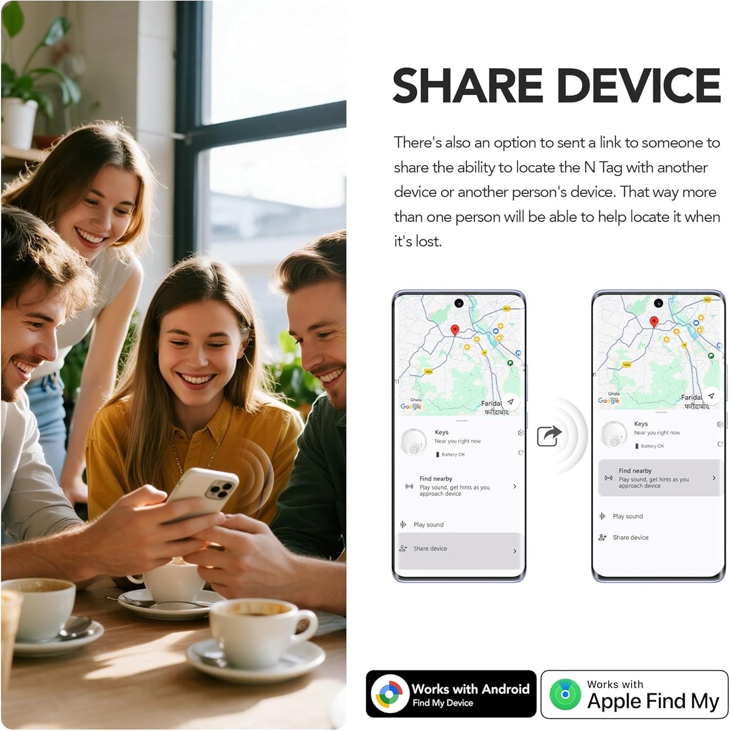 FindTag Duo - Dual System Tracker for iOS or Android, Bluetooth Tracking Tag/Key Finder/Luggage Tracker/Item Locator, Compatible with iOS Find My or Google Find Hub App (White)